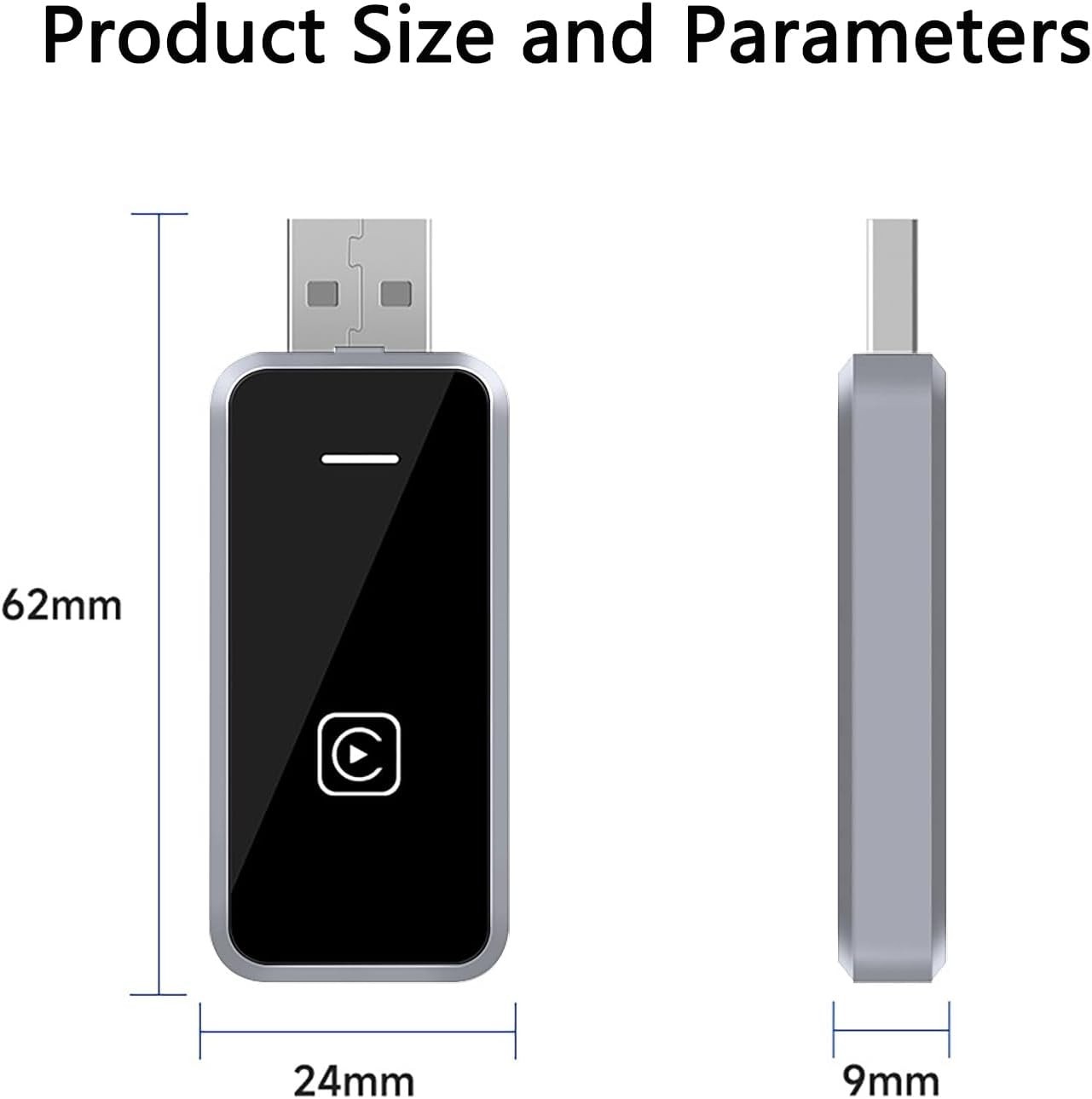 Wireless CarPlay Adapter for Apple iPhone & Android Auto USB Adapter Plug & Play