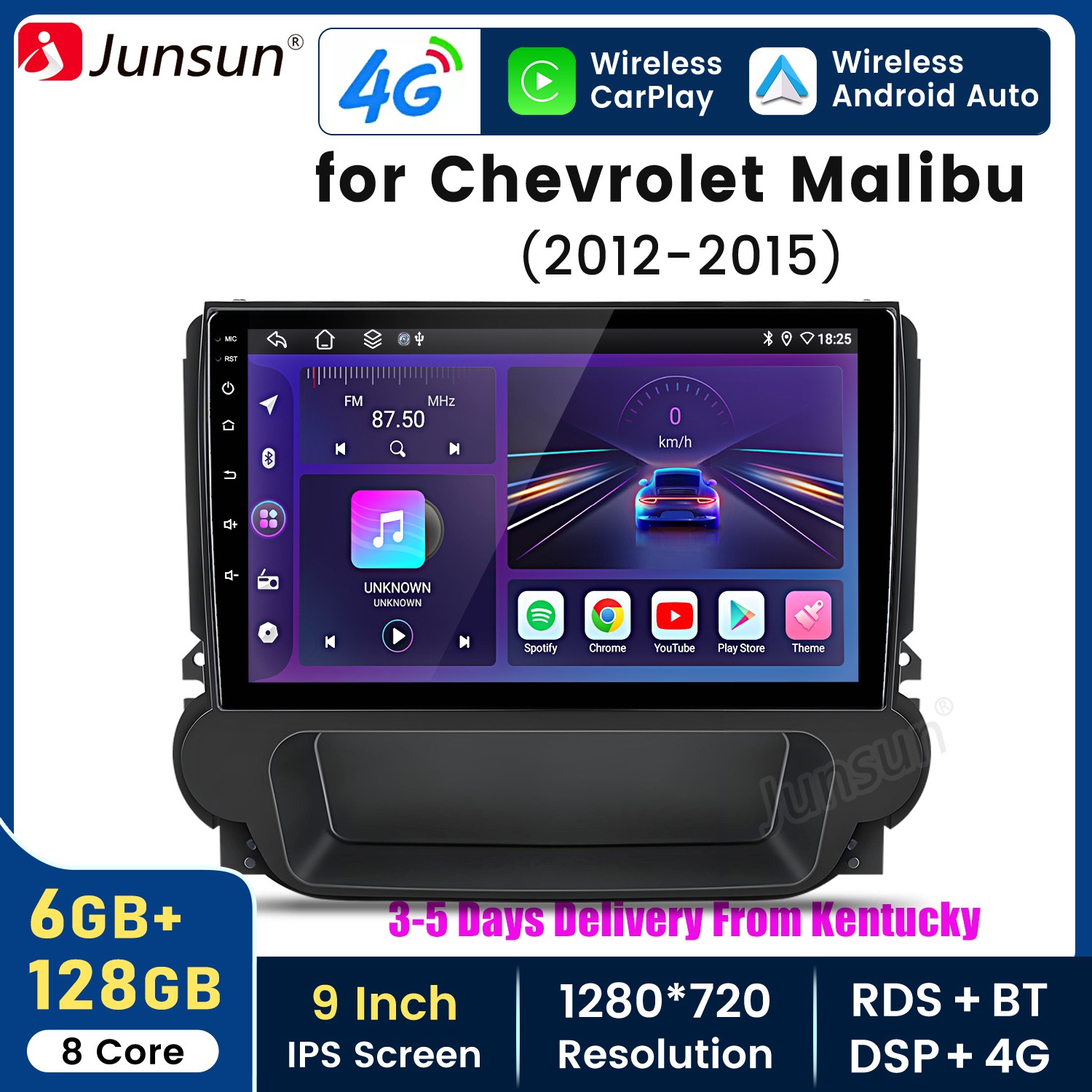 6+128GB Android15 Carplay Car Stereo Radio For Chevrolet Malibu GPS Navi WIFI FM