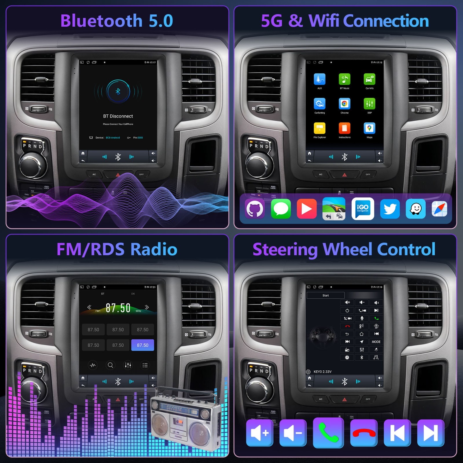 For 2013-2018 Dodge Ram 1500 2500 3500 Android 13 Carplay Car Stereo Radio GPS