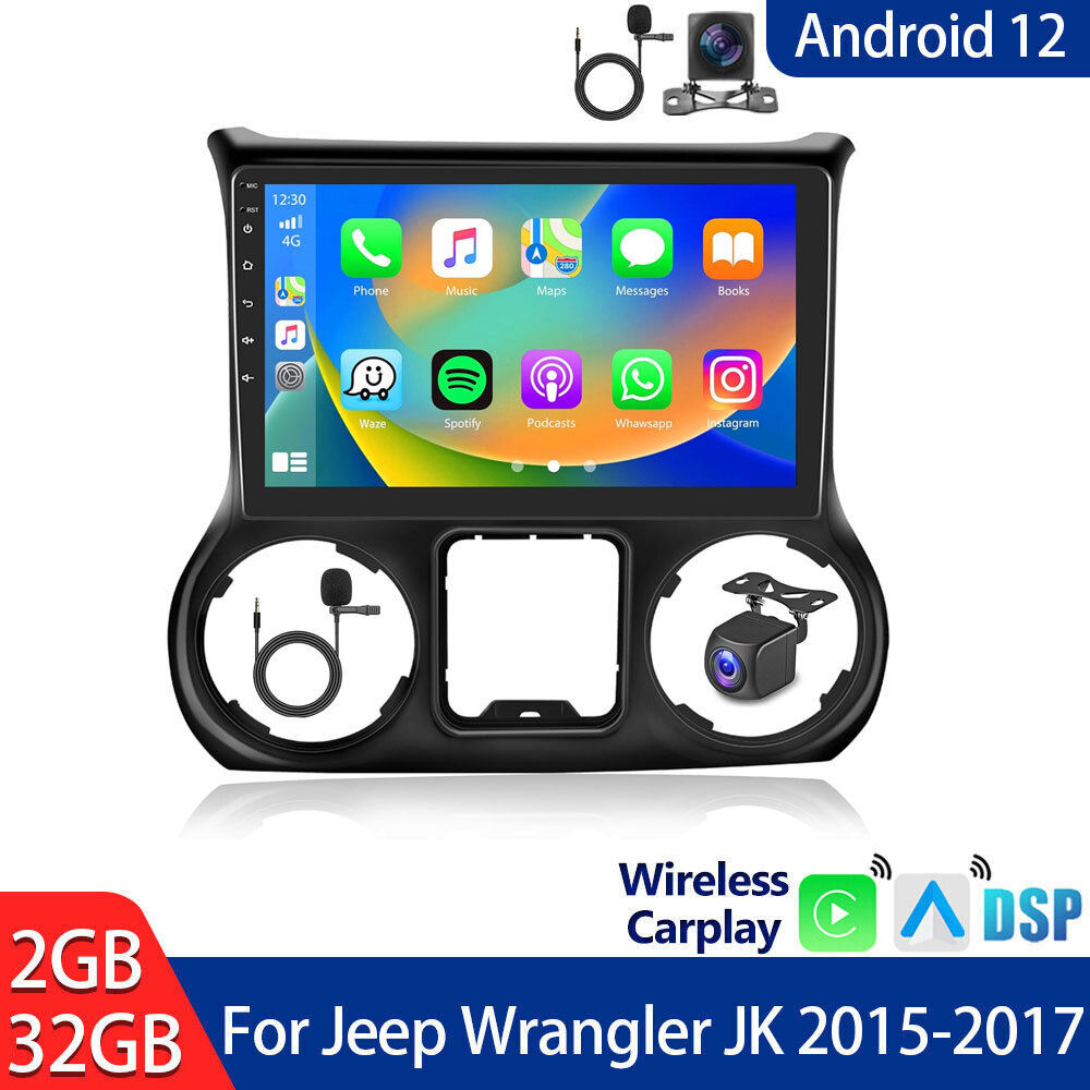 10.1″ Apple Carplay Android 13 For 2015-2017 Jeep Wrangler JK Radio GPS Navi FM