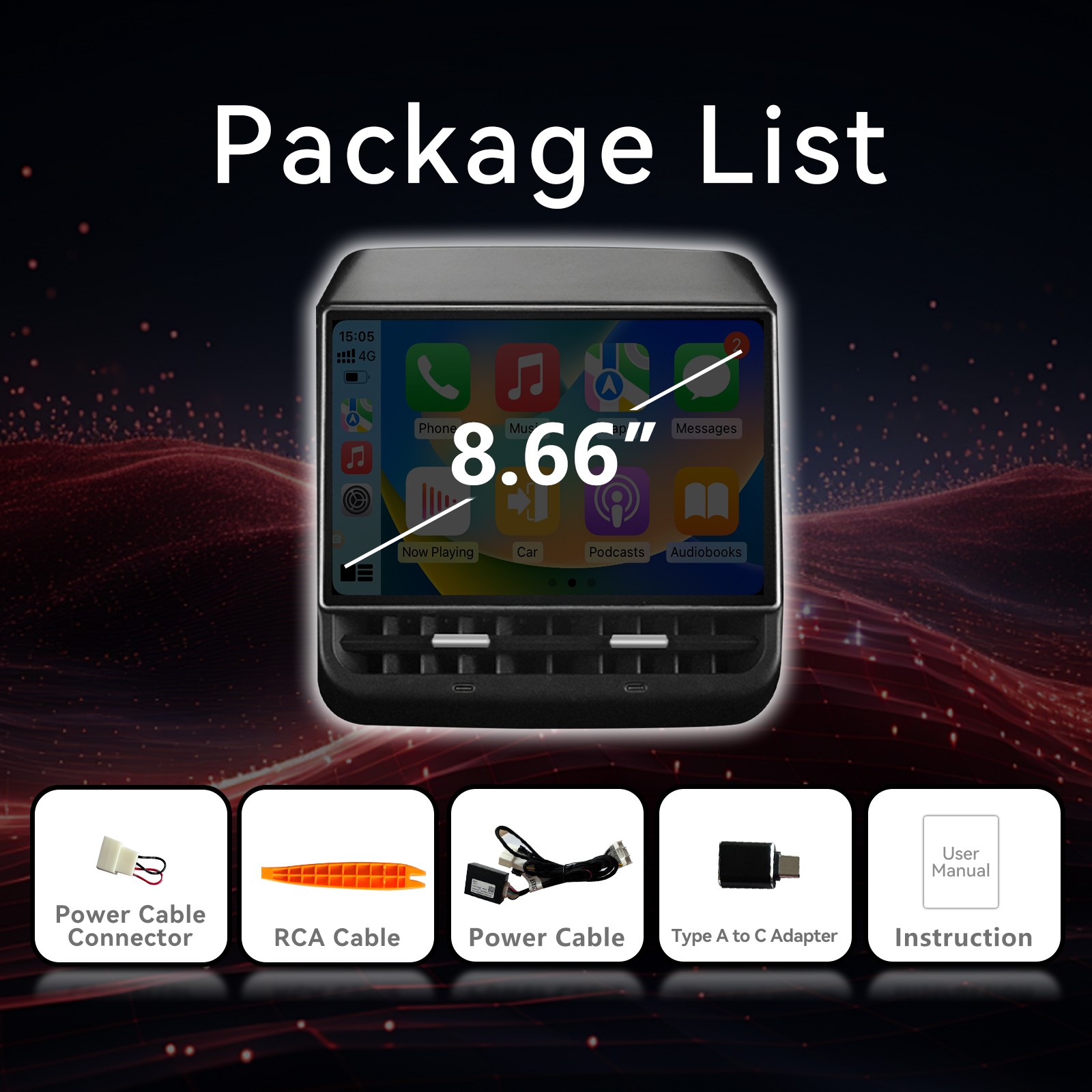 8.66 Inch Rear Display Screen Compatible with Tesla Model 3 19-23&Y 19-24 4+64G