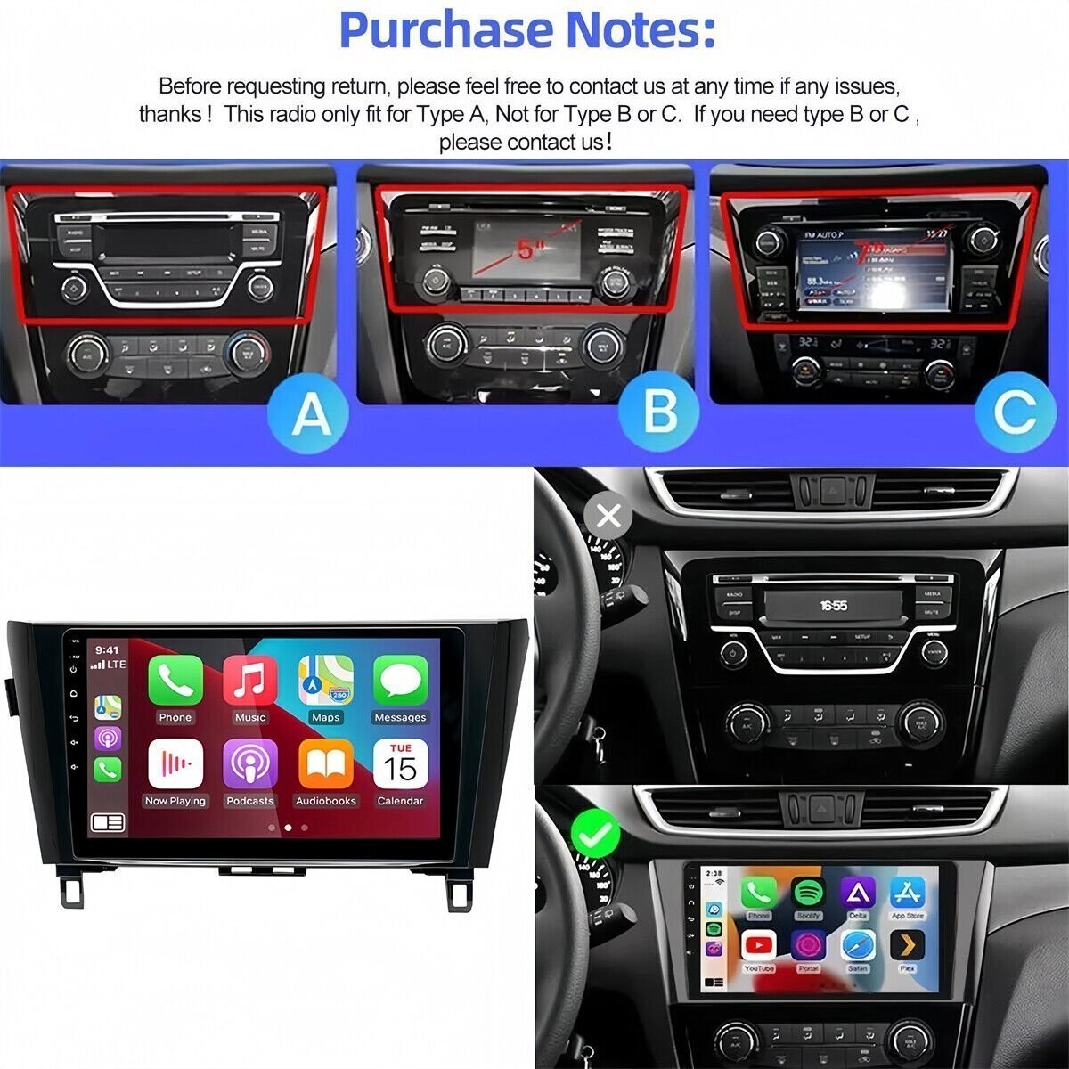 Car Radio Stereo Carplay For Nissan X-Trail 4+64G 10in Media Car