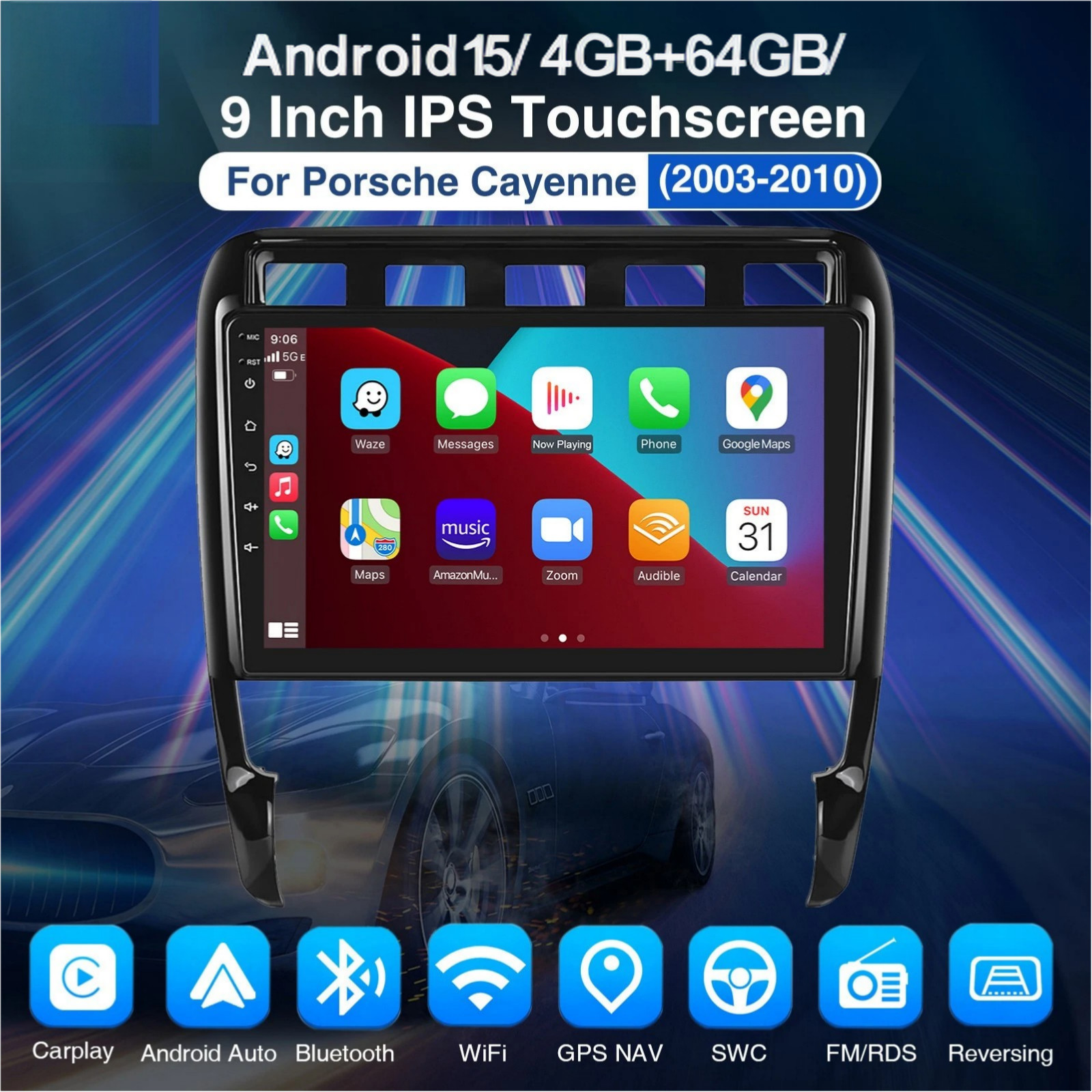 Car Radio Stereo Carplay For Porsche Porsche Cayenne 4+64G 9in FM RDS