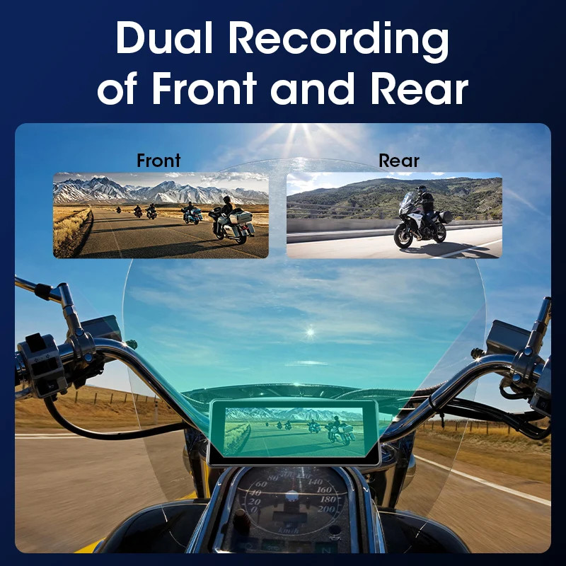 6.86 Inch Motorcycle DVR Portable Waterproof Touch screen Wireless Android