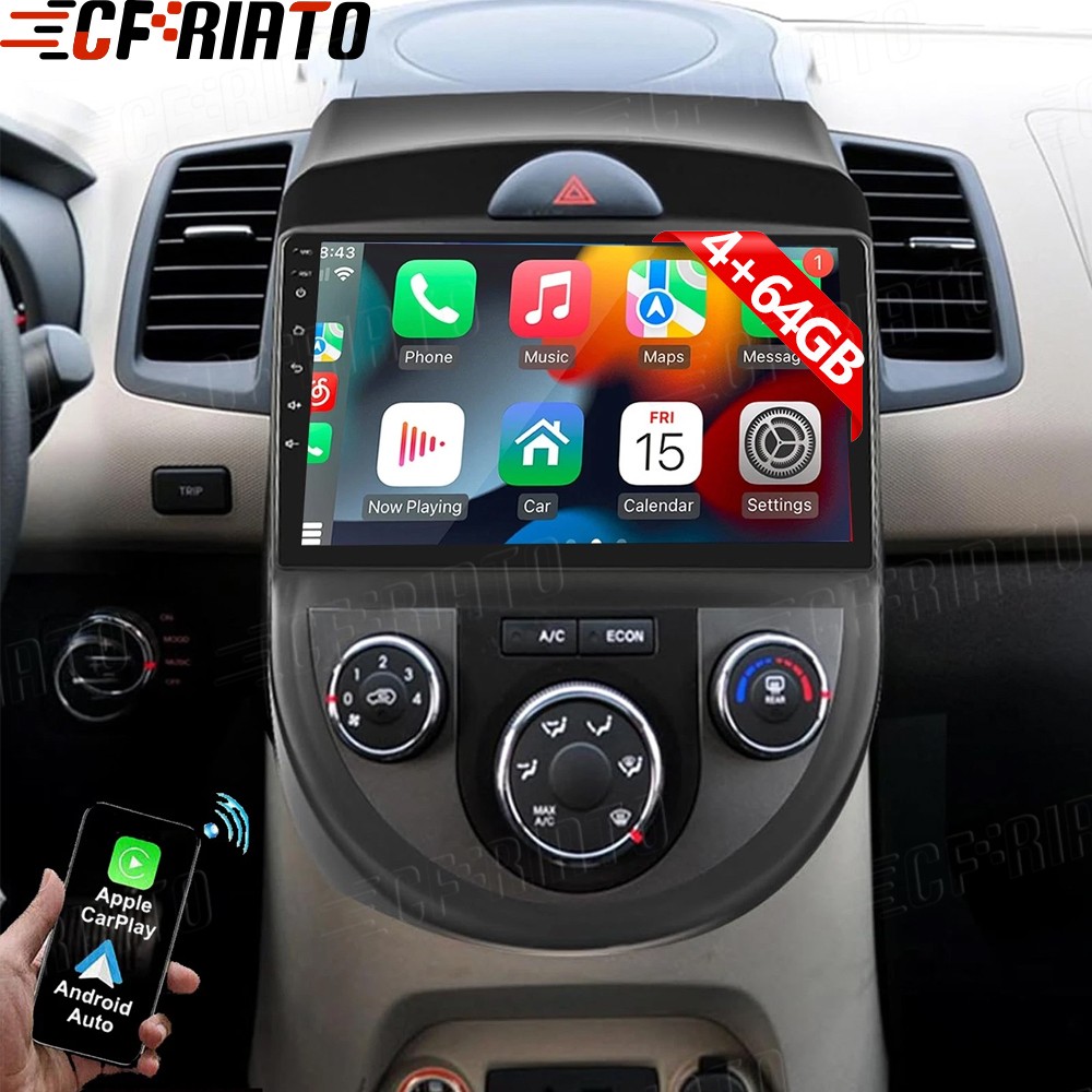 4+64GB Carplay Car Stereo For Kia Soul 2010-2013 Android 15 GPS Navi WIFI Radio