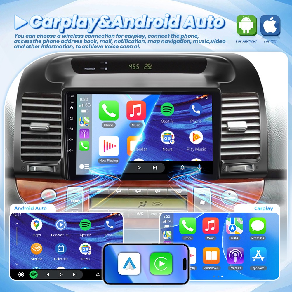 For Toyota Camry 2001-2006 Car Stereo Radio Apple Carplay Android 15 GPS 4+64GB