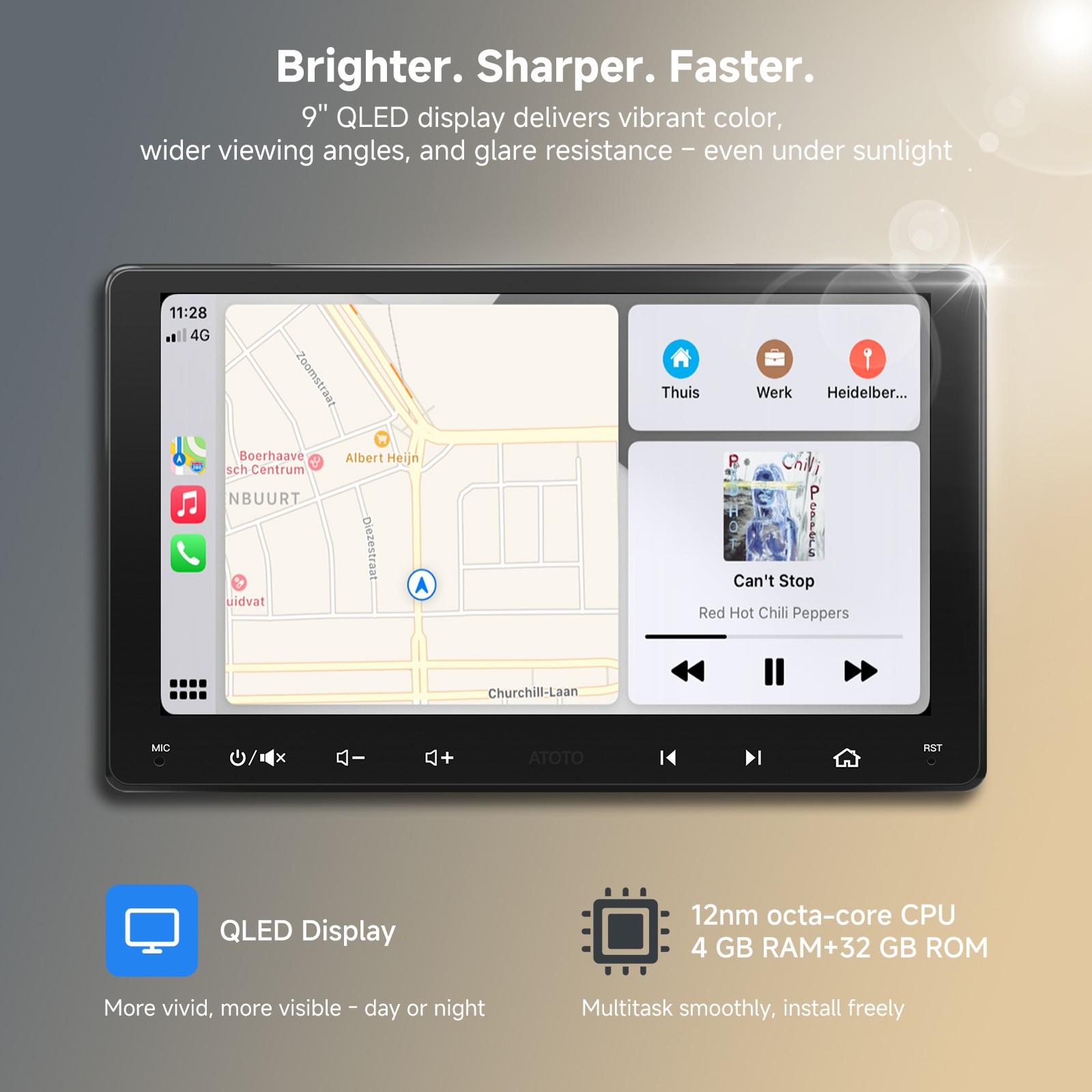 ATOTO S8 4G+32G Double Din Car Stereo GPS Play 4G LTE Android Radio 9″Multimedia