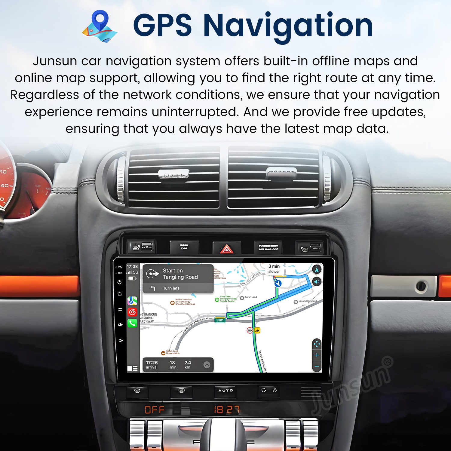 6+128G Carplay Android14 For Porsche Cayenne 2002-2010 Car Stereo Radio GPS Navi