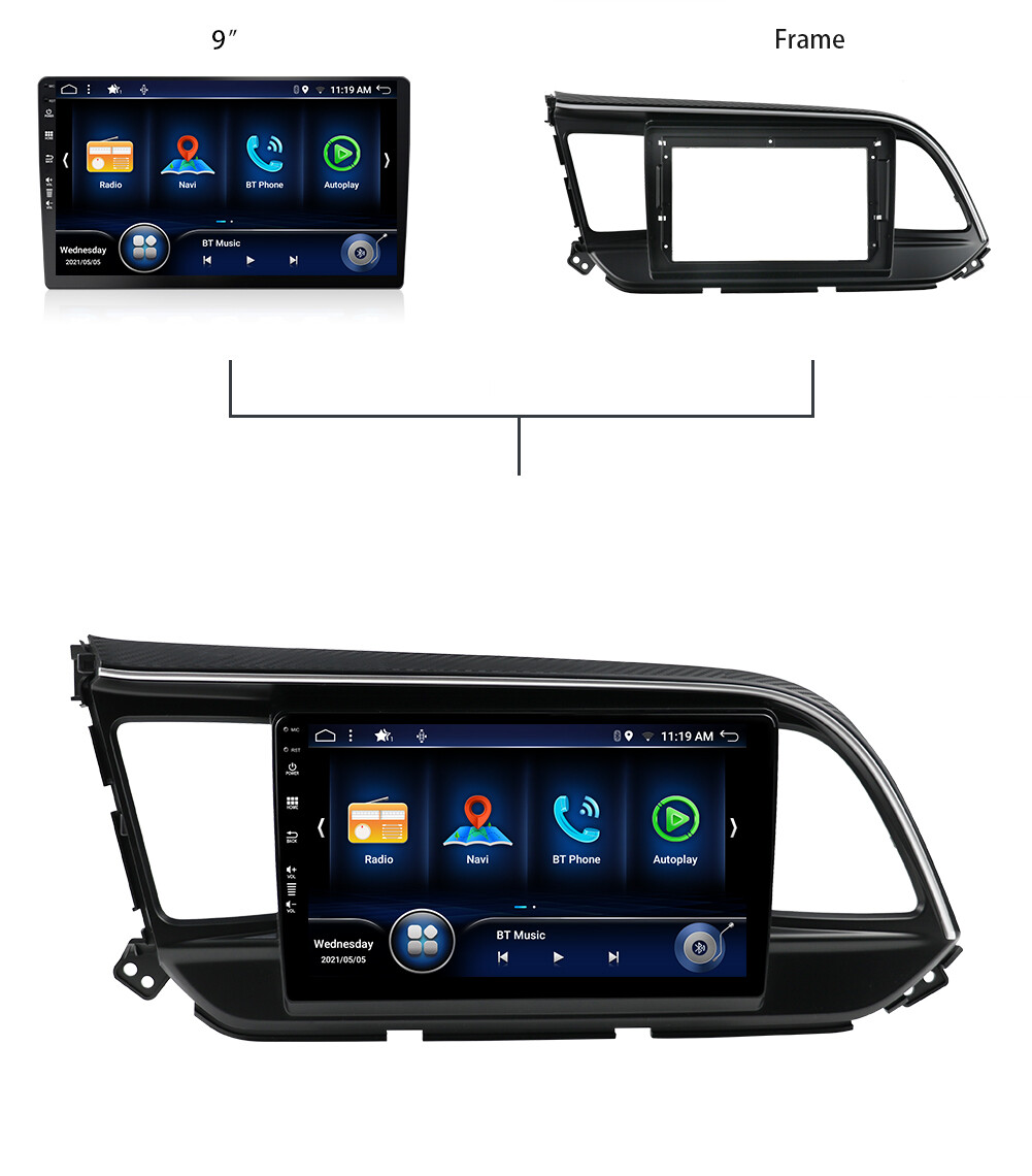9” 8G+256G Car Radio For Hyundai Elantra 2009-2019 Android 16 GPS Navi USB WIFI