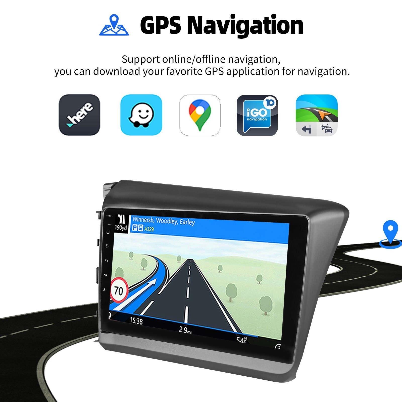 For Honda Civic 2012 Android 15 Carplay 9 inch Car Stereo WIFI GPS Navi 4+64G BT