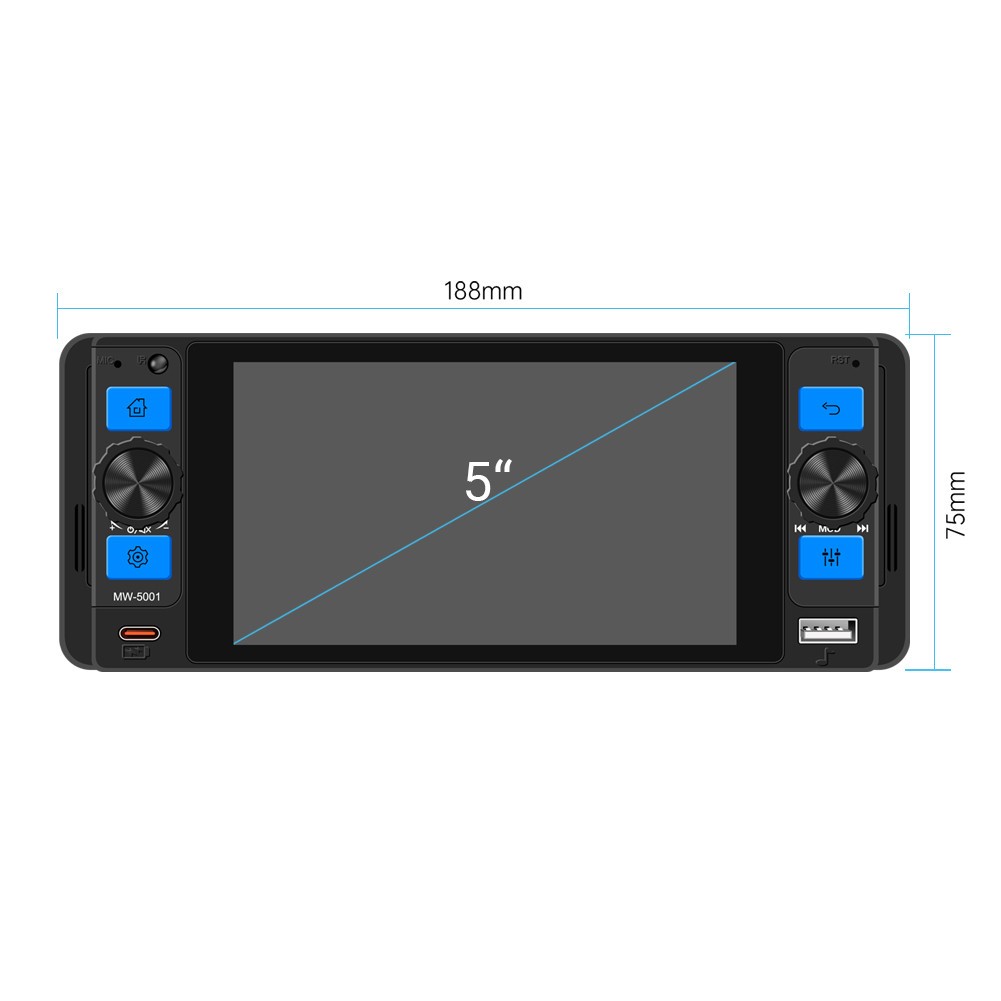Car Radio Stereo FM/RDS HD LCD Screen USB Type-C Remote control W/Free Camera