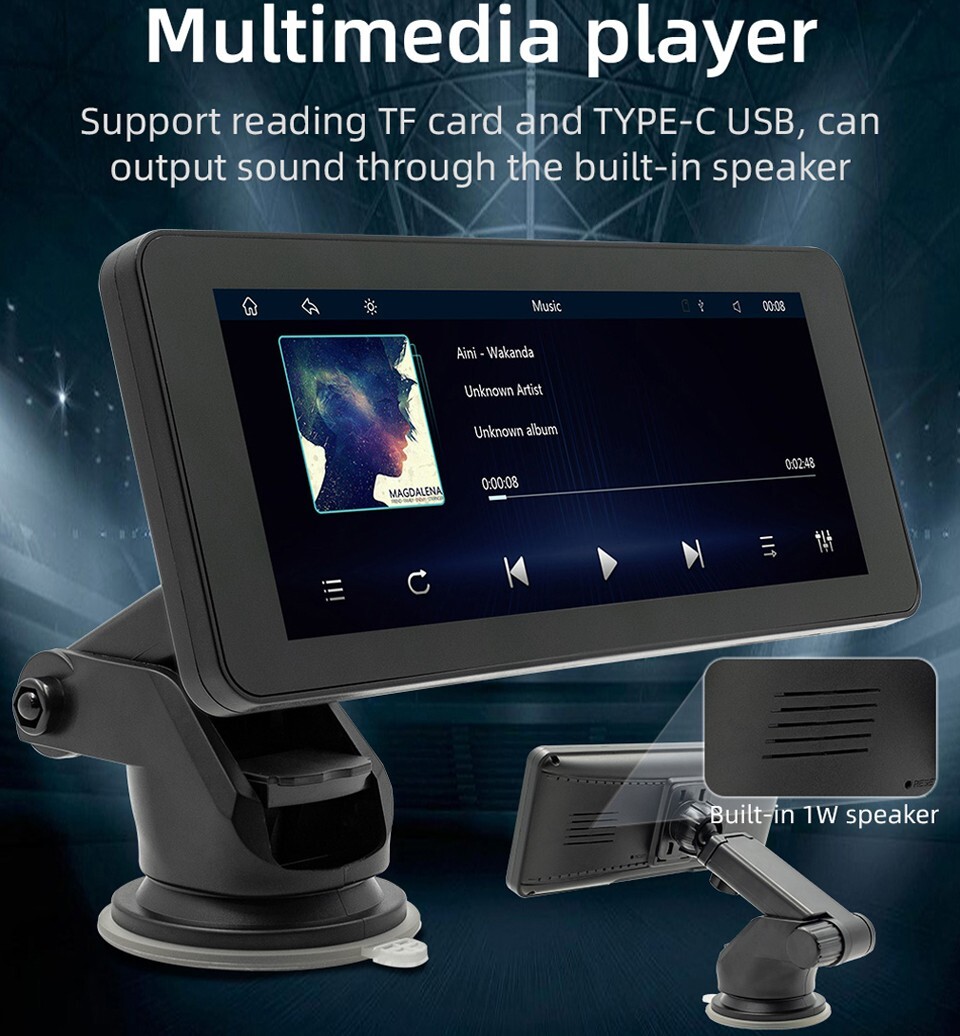 6.86inch Portable Car Stereo Player Wireless Carplay/Android Auto BT Mirror link