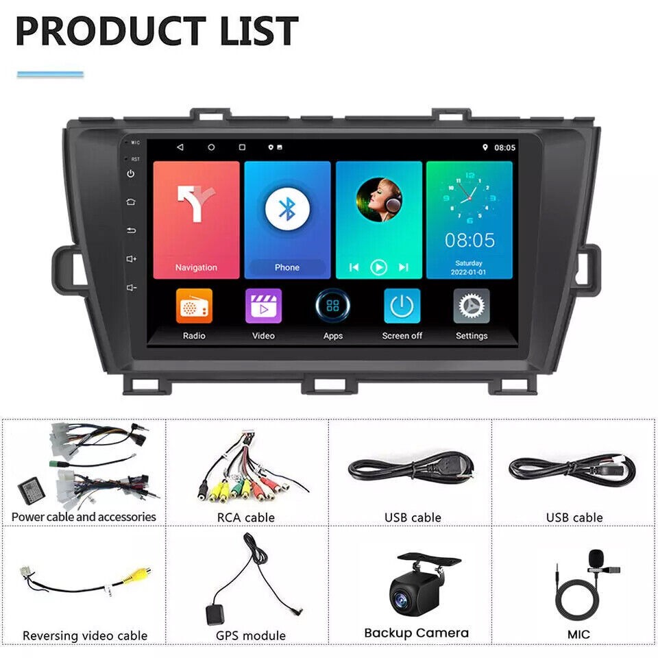 For 2010-2013 Toyota Prius CarPlay Android 13 Car Radio Stereo RDS QLED