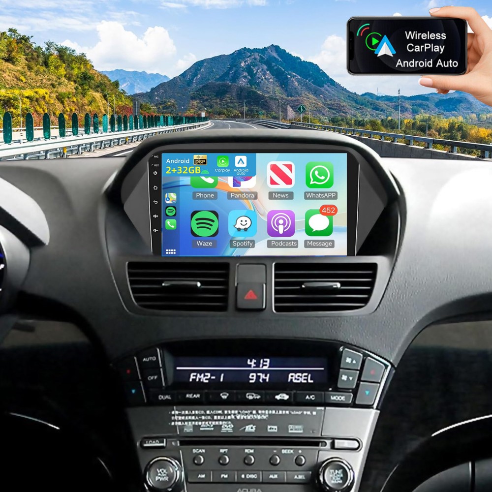 For Honda Acura MDX 2007-2013 Android 15 Carplay Car Stereo Radio GPS NAV 2+32GB