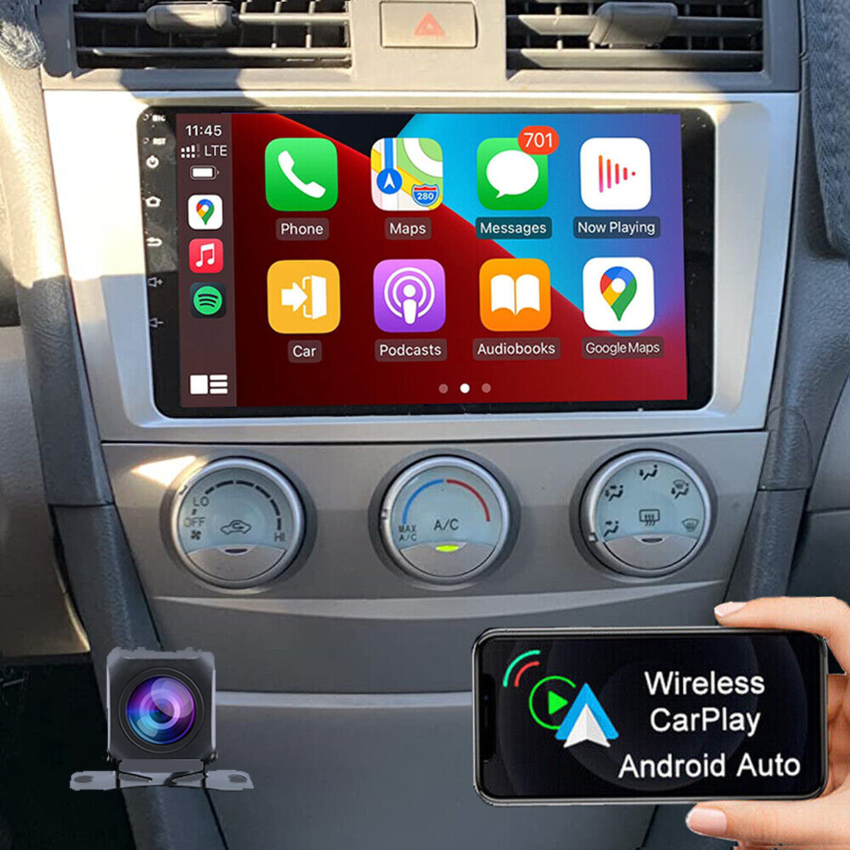 For Toyota Camry 2007-2011 Android 12 CarPlay Car Radio Stereo GPS Navi Wifi BT