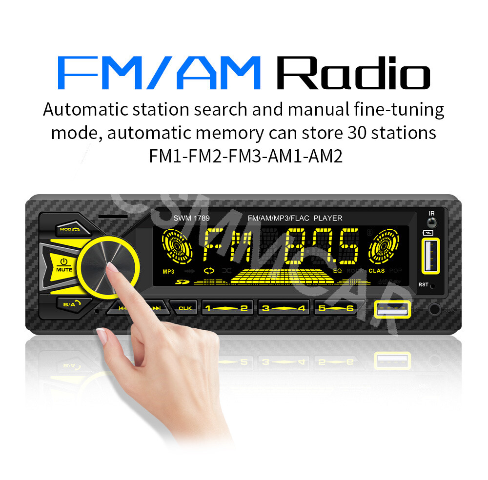 Single 1 DIN Car Stereo Bluetooth FM/AM Radio MP3 Player In-Dash Audio Receiver