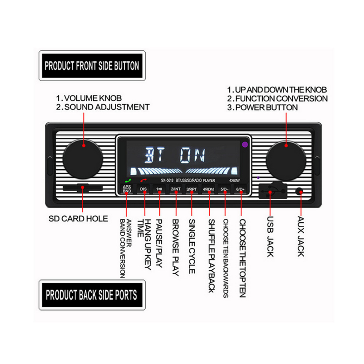 Single 1 Din Car Radio Stereo Audio In-Dash Bluetooth MP3 Player FM AUX/SD/USB