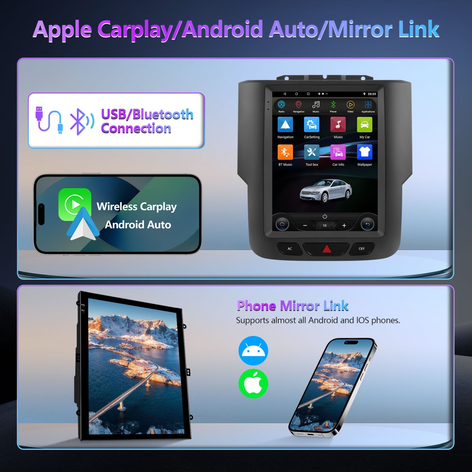For 2013-2018 Dodge Ram 1500 2500 3500 Android 13 Carplay Car Stereo Radio GPS