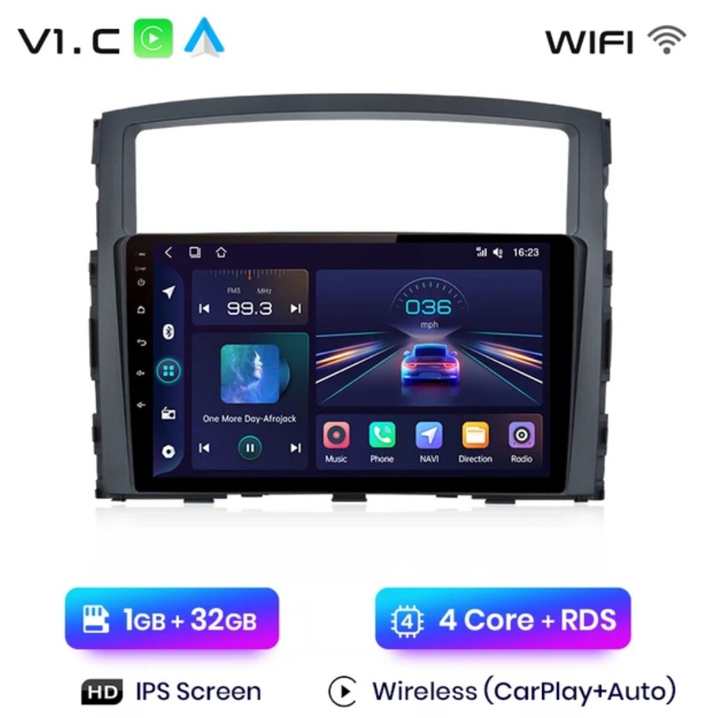 2 DIN ANDROID RADIO FOR MITSUBISHI PAJERO 4 GPS WI-FI USB BLUETOOTH CARPLAY