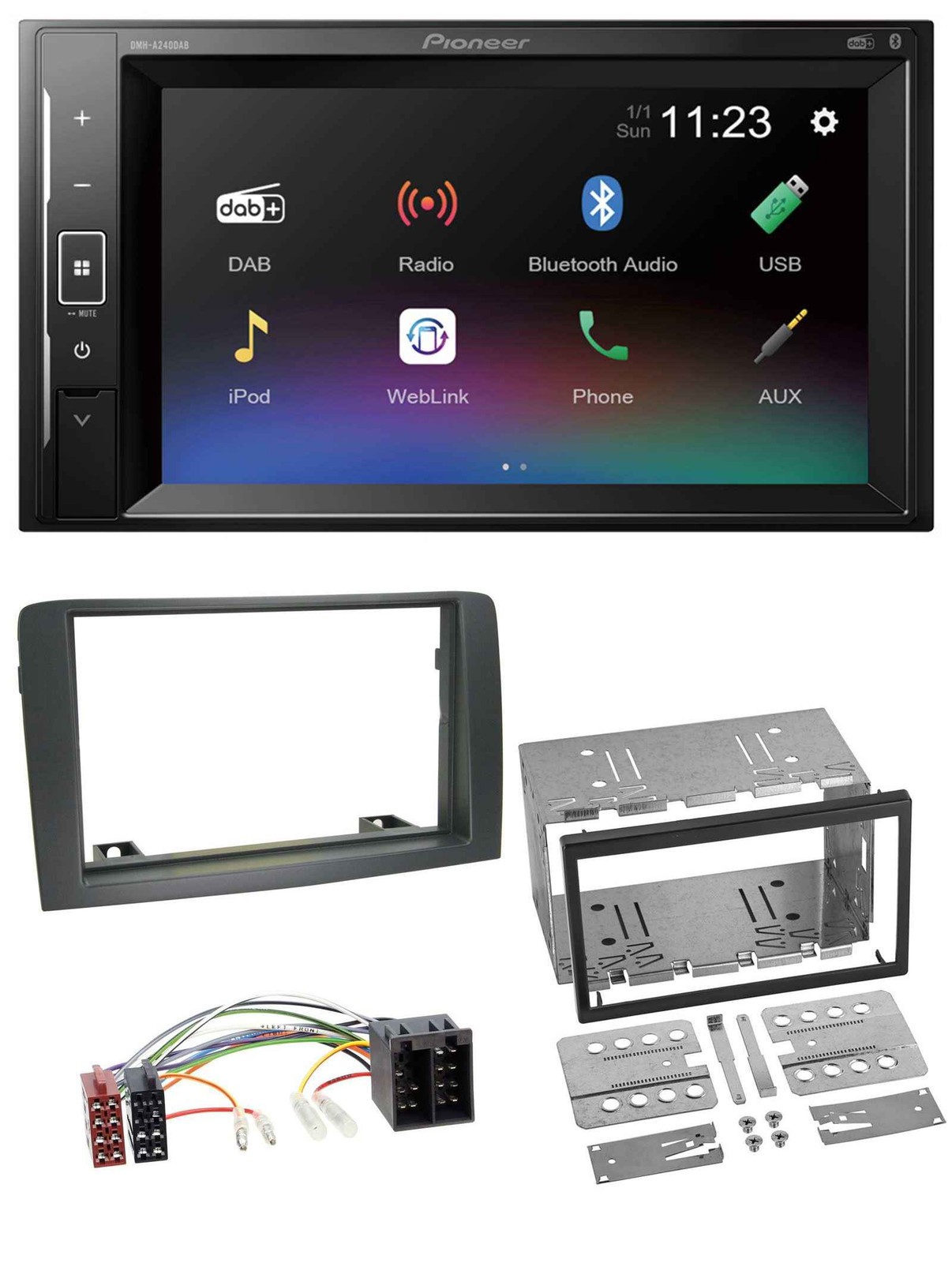 Pioneer DAB MP3 2DIN Bluetooth USB Car Stereo for Fiat Idea (05 onwards) – Grey
