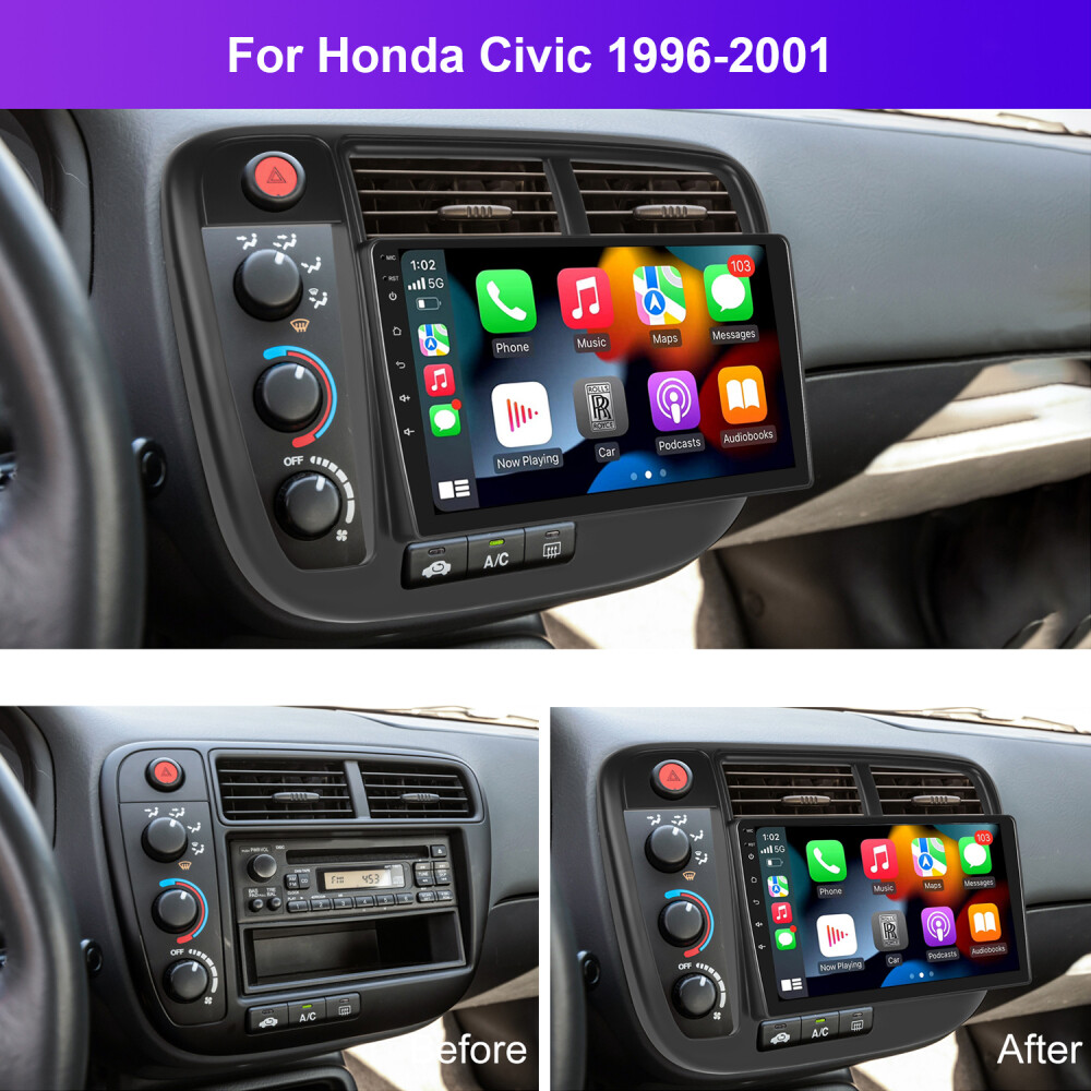 APPLE CARPLAY ANDROID 15.0 FOR 1996-2001 HONDA CIVIC GPS CAR STEREO RADIO 2+64GB