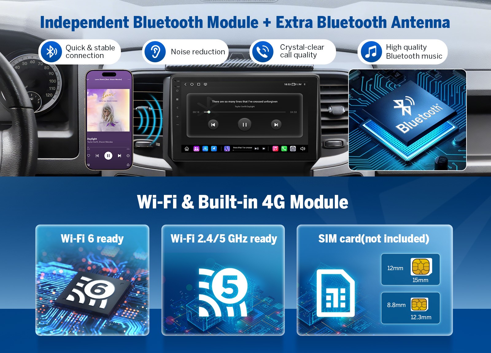 For RAM 1500 Classic 2019-2024 QLED 9″Android 13 Car Radio CarPlay Bluetooth GPS