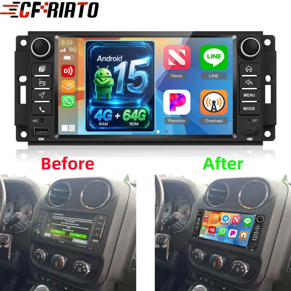 4GB+64GB For Jeep Patriot 2009-2016 Android 15 Carplay Car Stereo Radio GPS Navi