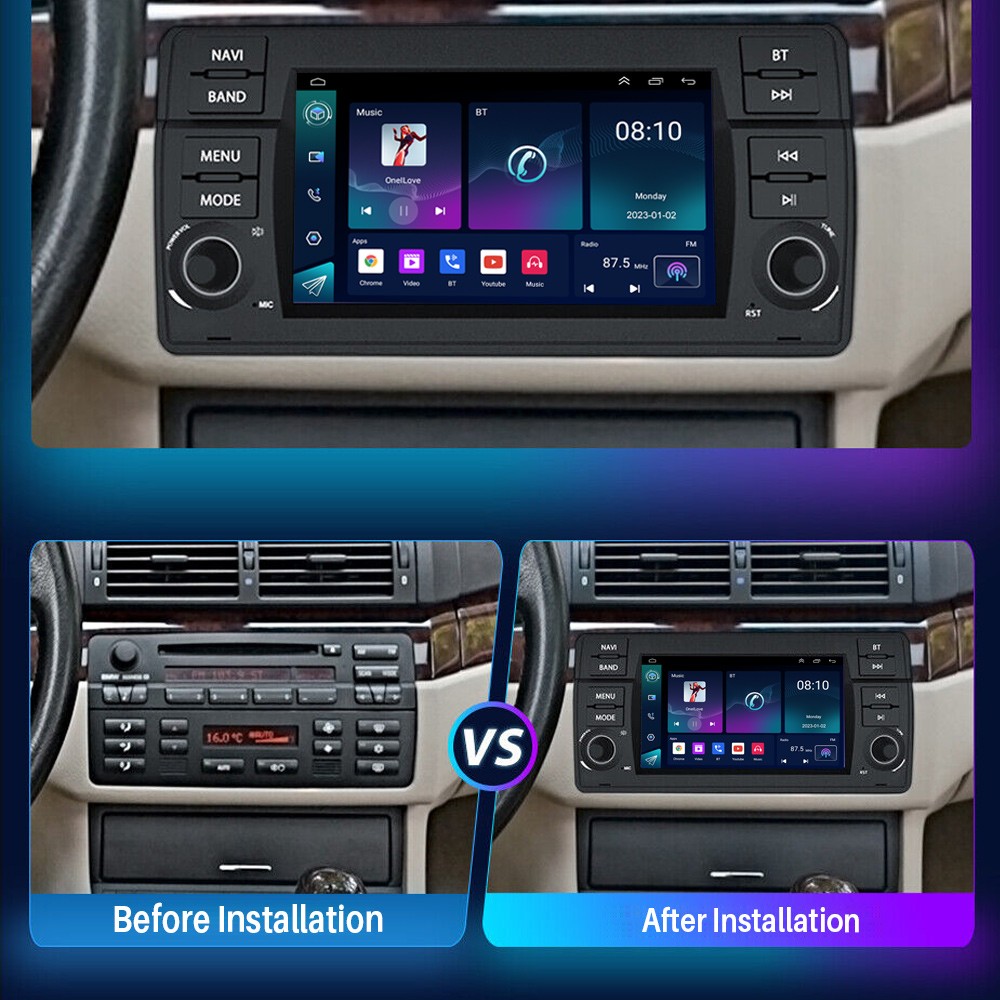 DVR+ CarPlay 7″ Android 15 Car Stereo Radio Head Unit+AHD For BMW 3-Series E46