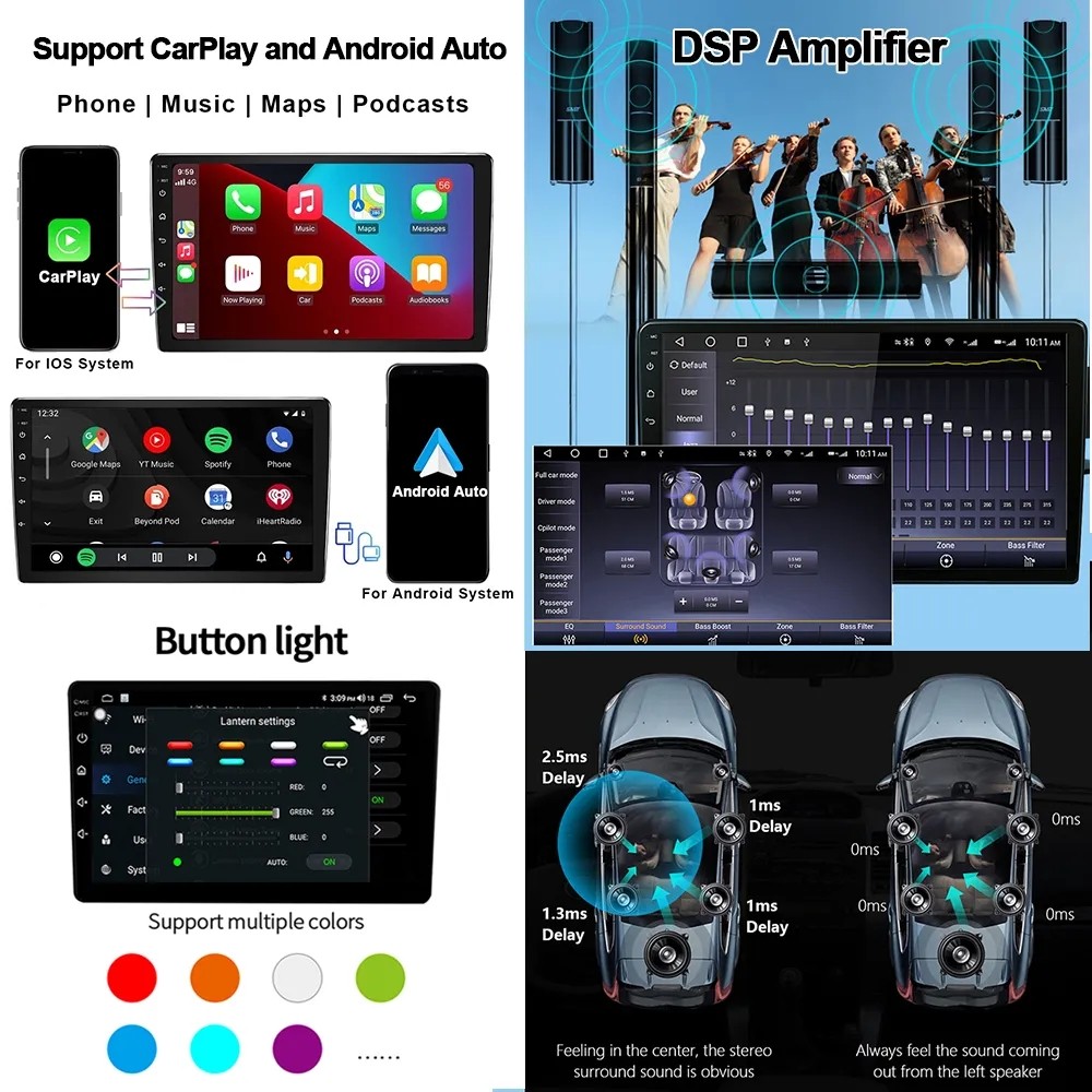 6.8″ Apple Carplay Android Auto For 1997–2002 Jeep Wrangler TJ Car Radio GPS