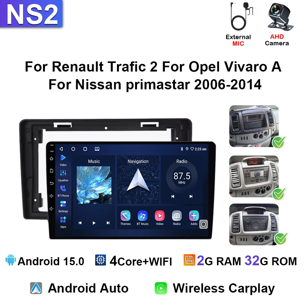For Nissan Primastar 2006-2014 Stereo Android Carplay Car Radio GPS Multimedia