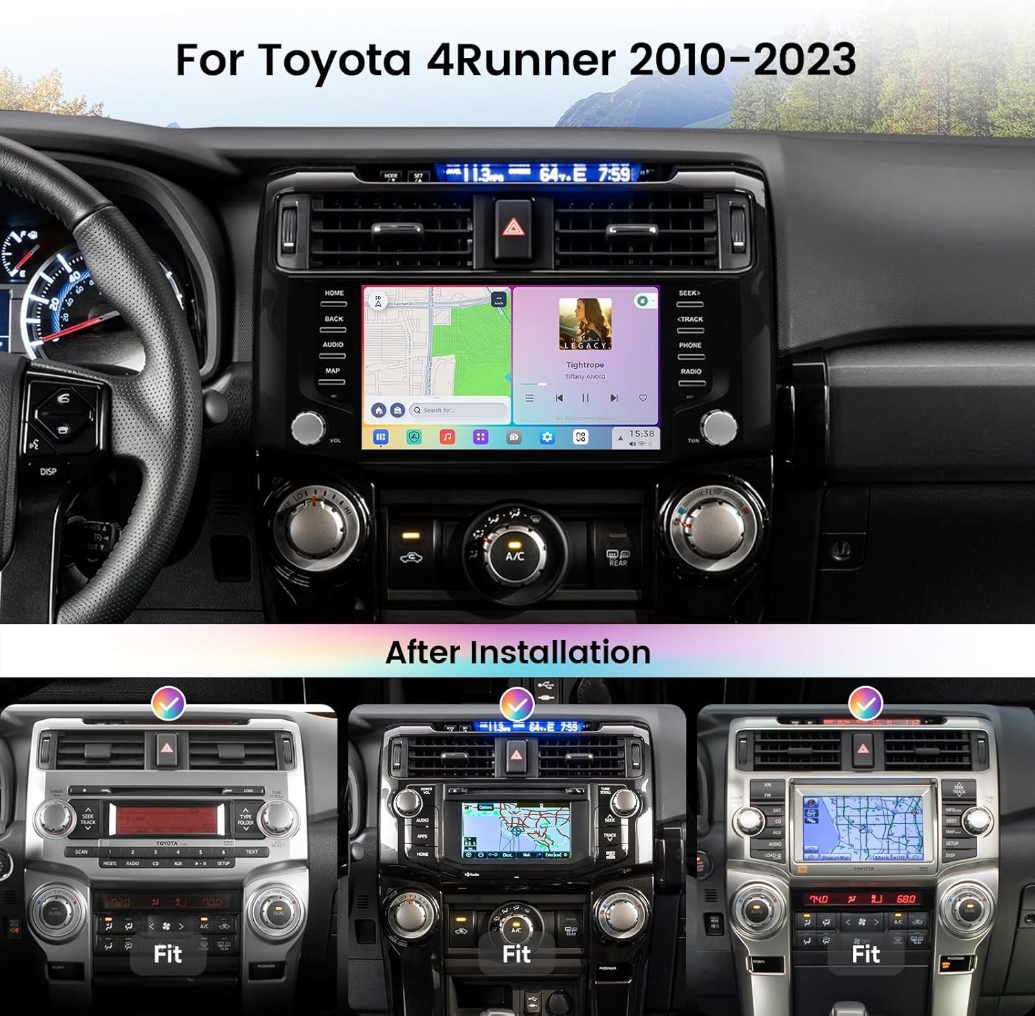 Dasaita 9″ QLED Touchscreen Car Radio for Toyota 4Runner 2010-2023 GPS WiFi Navi