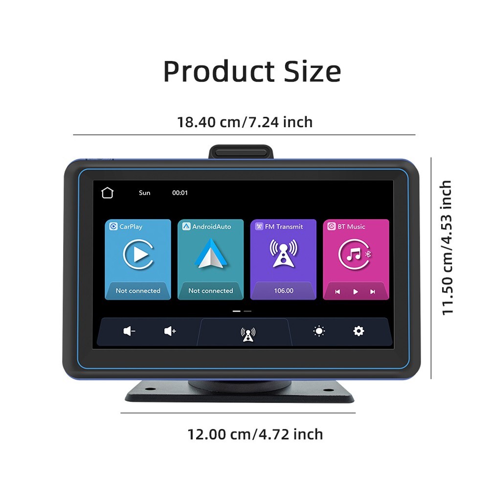 7Inch Portable Car Stereo MP5 Player Wireless Carplay/Android Auto Bluethooth FM
