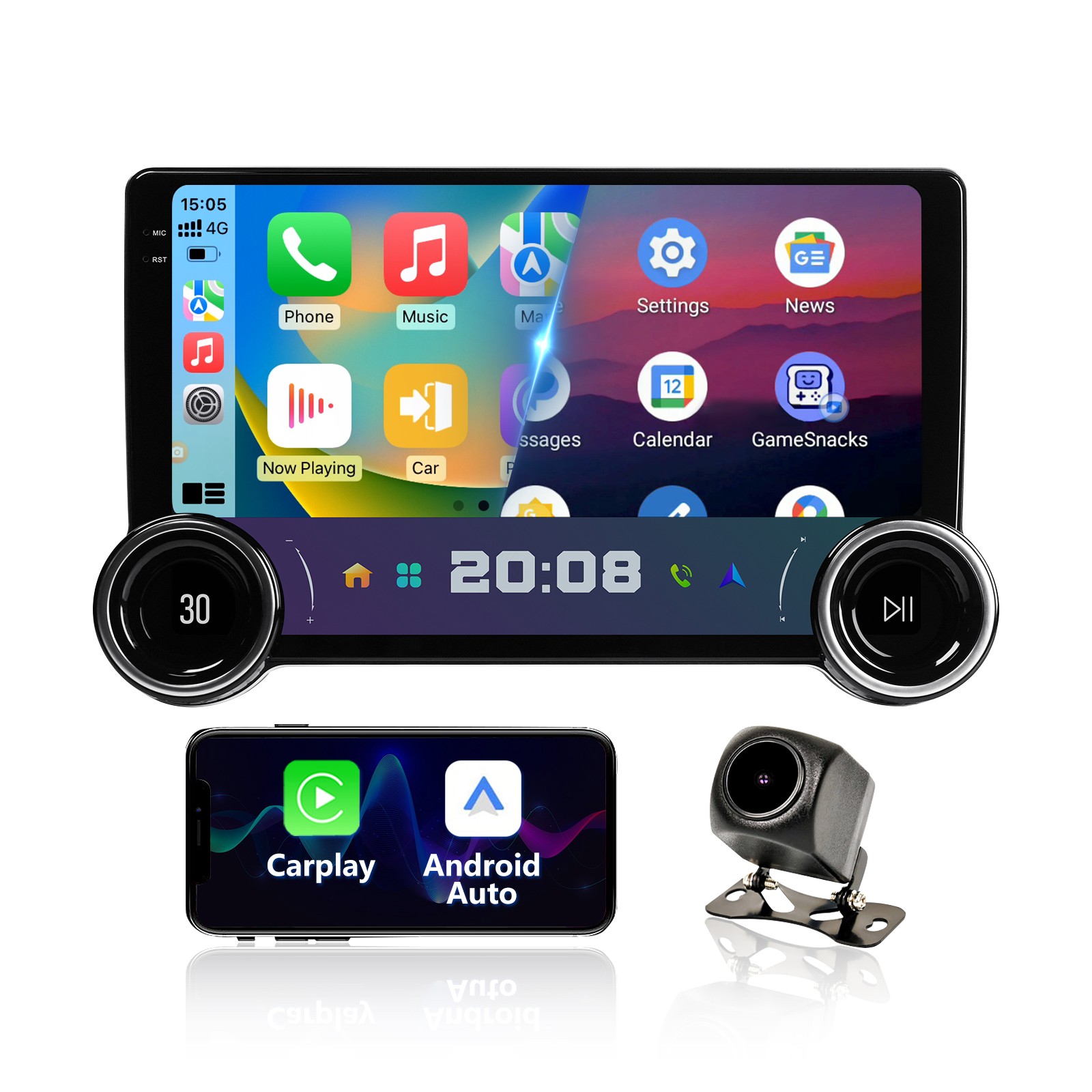 Single 1DIN 10.1″ Android Car Headunit Stereo Radio GPS WIFI BT Carplay