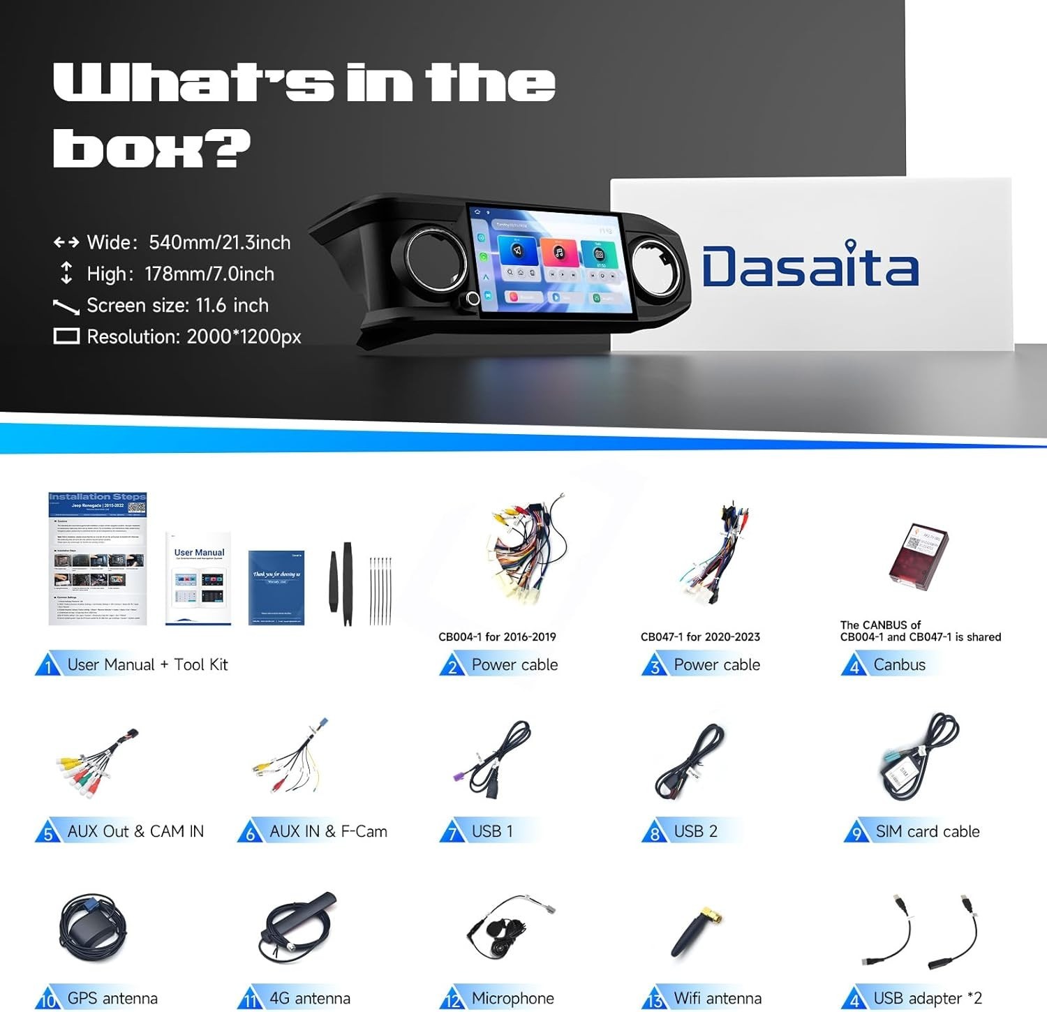 Dasaita Head Unit for Toyota Tacoma 2016-2023 GPS Navigation Plug and Play Radio