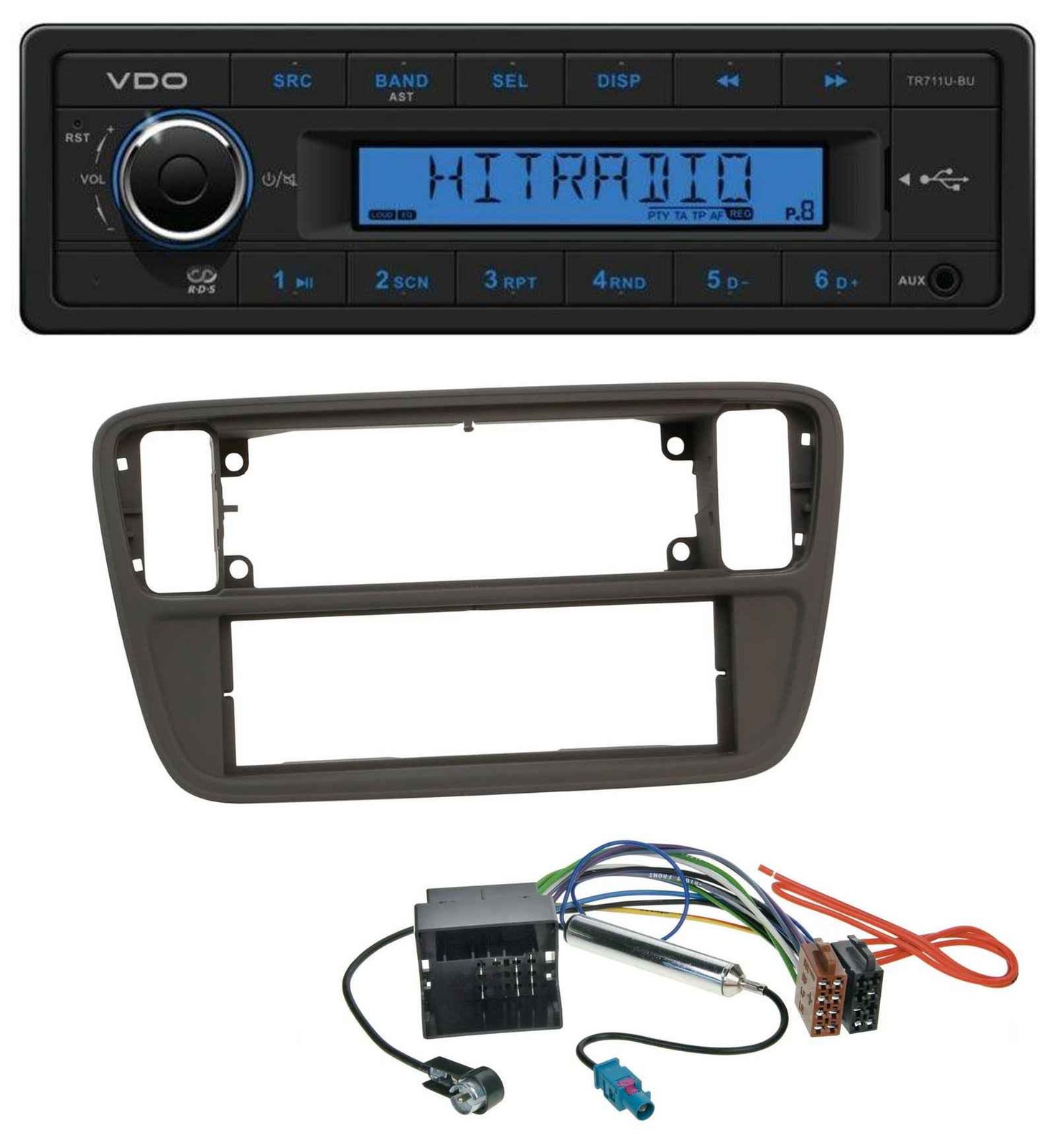 VDO AUX 1DIN MP3 USB Car Stereo for Seat Mii Skoda CitiGo 2011-2016 Black