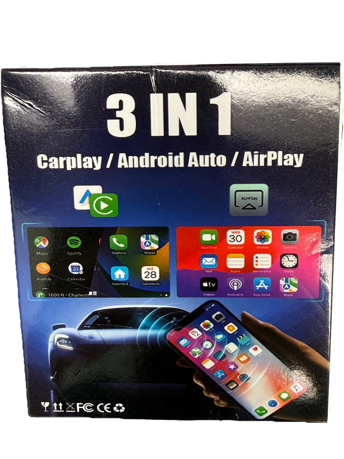 Mini Carplay Adapter 3 IN 1 Wireless Carplay & Android Auto & Airplay link