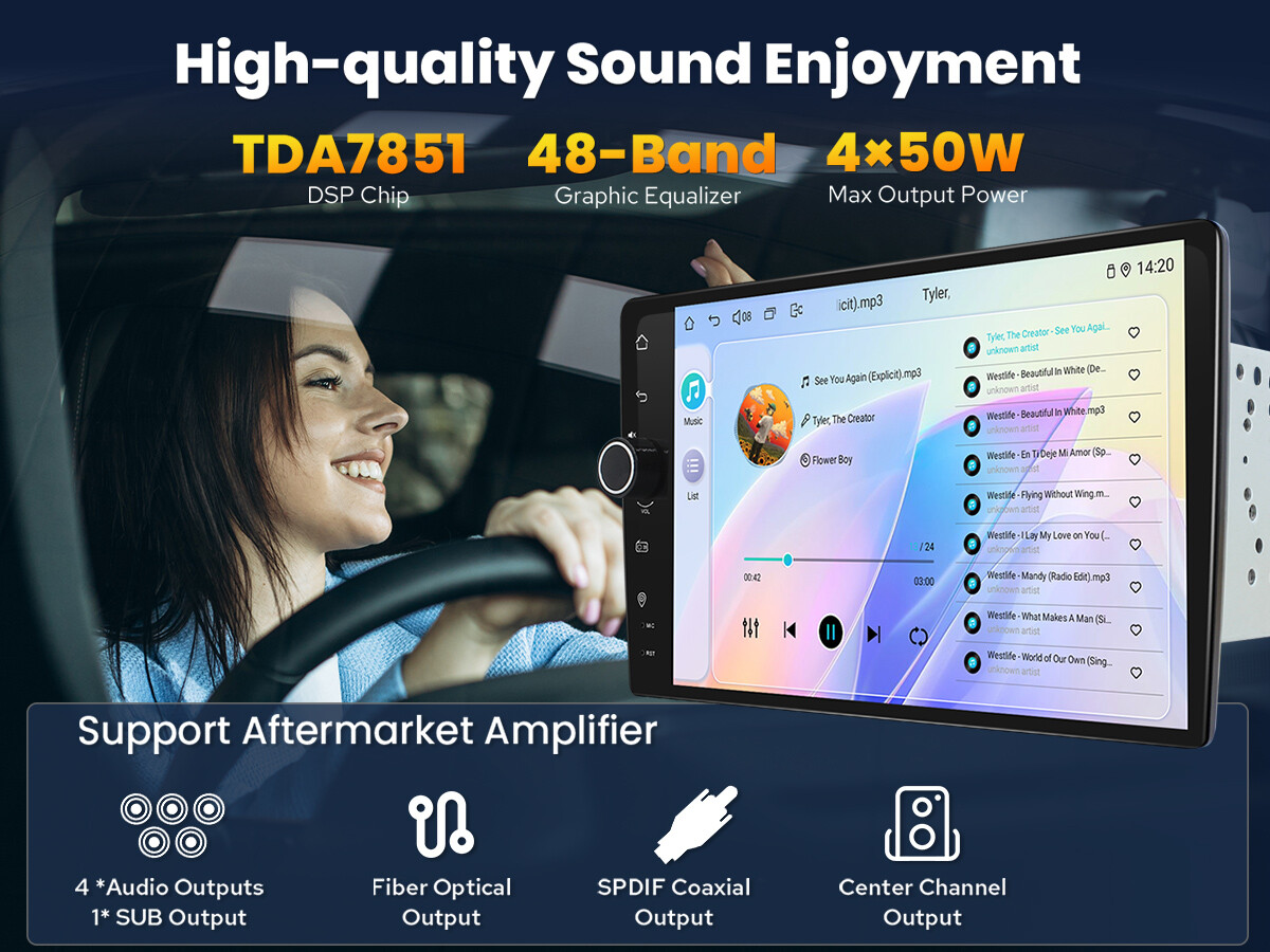 Joying Newest 9 inch Universal Single Din with 1280*800P Touchscreen 4+64GB FM