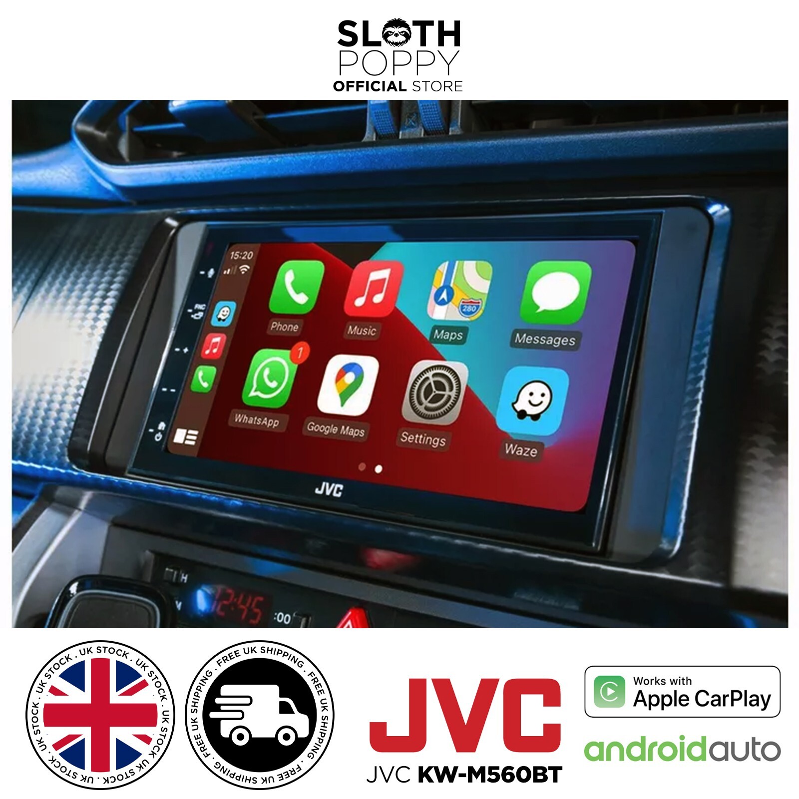 JVC KW-M560BT JJ5 6.8” Car Stereo w/ Apple CarPlay, Android Auto, Bluetooth A2DP