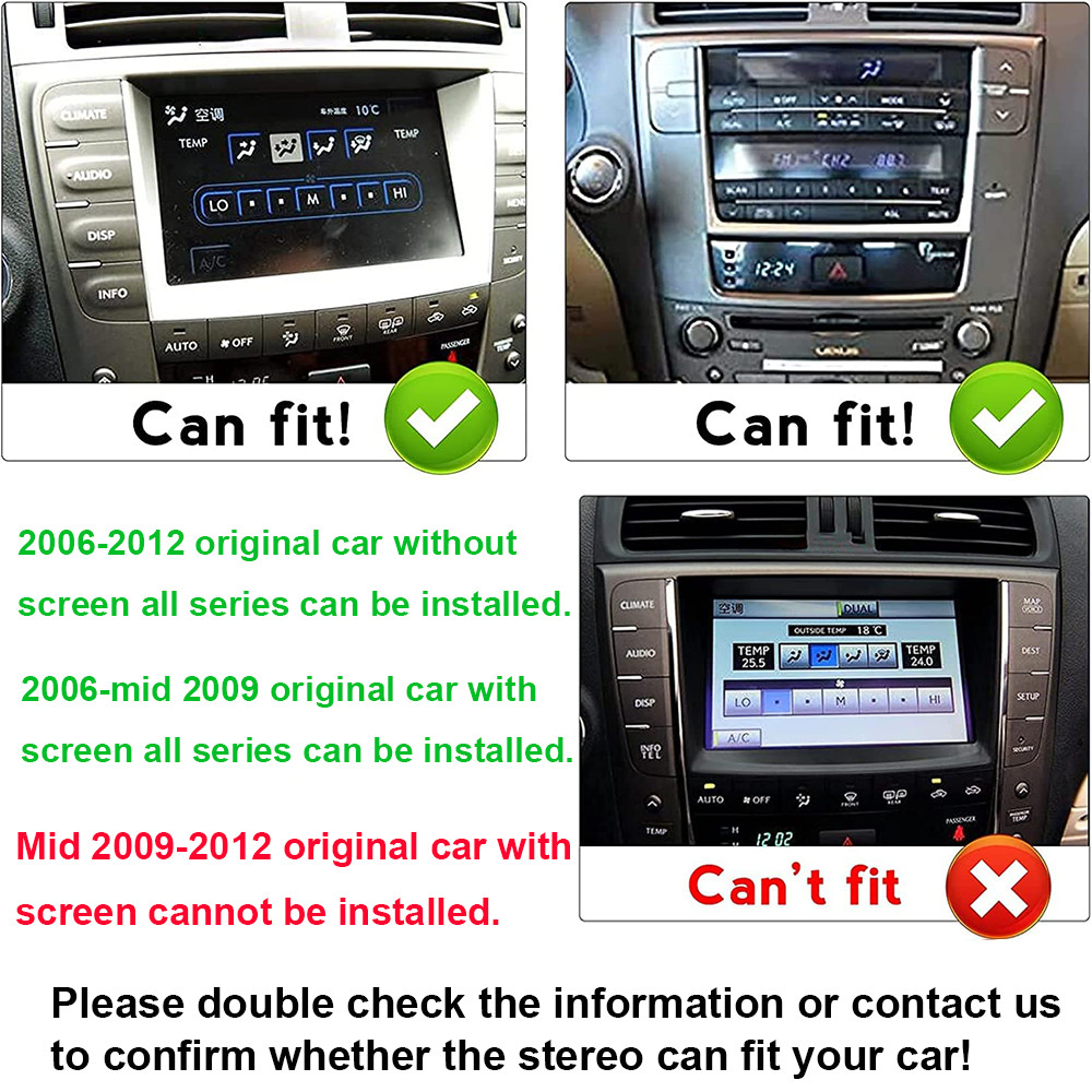 For 2006-2012 Lexus IS250 IS350 Car Radio Stereo Carplay 4+64G 10in SWC WIFI