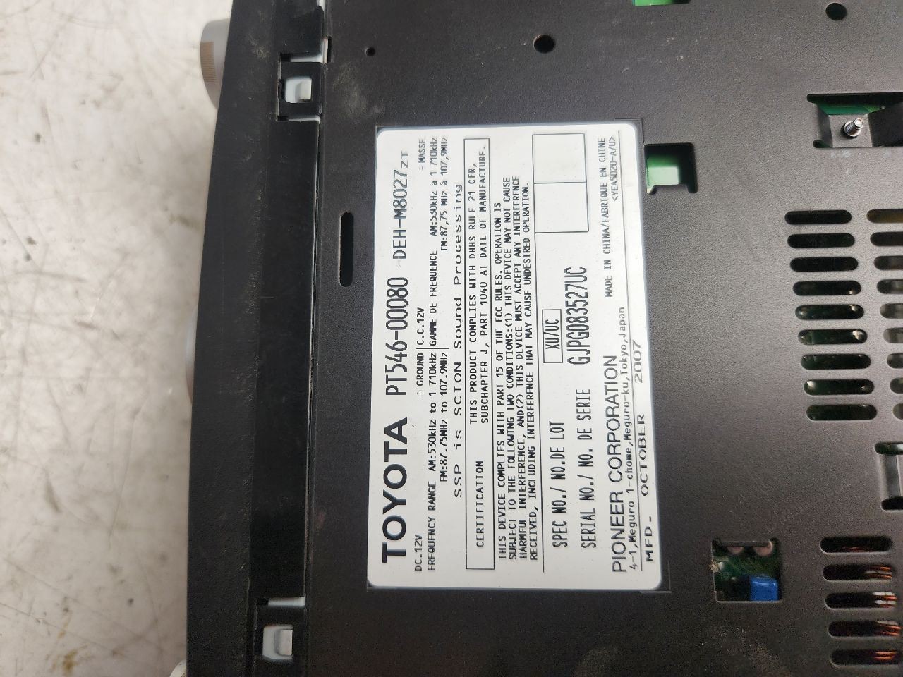 2008-2014, Scion TC, Audio Equipment Radio Display And Receiver, PT546-00080,OEM