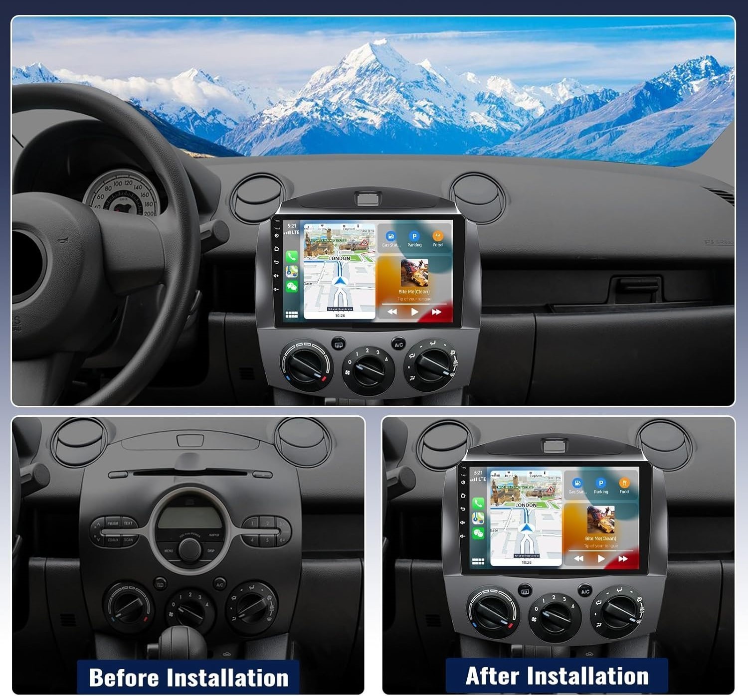 For Mazda 2 2011-2014 9 Inch Touch Screen Car Radio 4+64GB WiFi GPS Head Unit