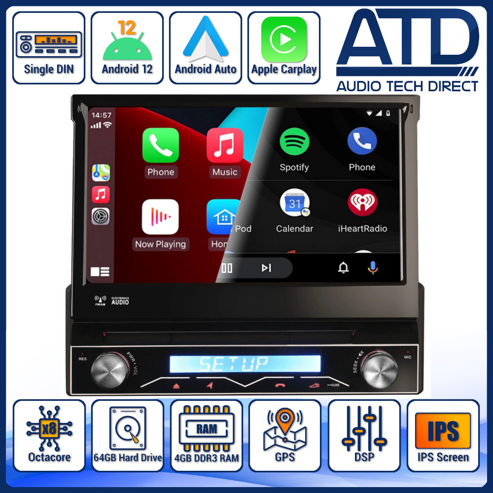 CarPlay Radio Android Auto SatNav DVD GPS Single DIN Flip-Out Stereo A85 PRO 88U