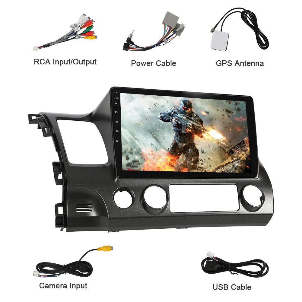 10.1″ Car Radio CarPlay Android 13 WiFi GPS FM 4+64GB For Honda Civic 2006-2011