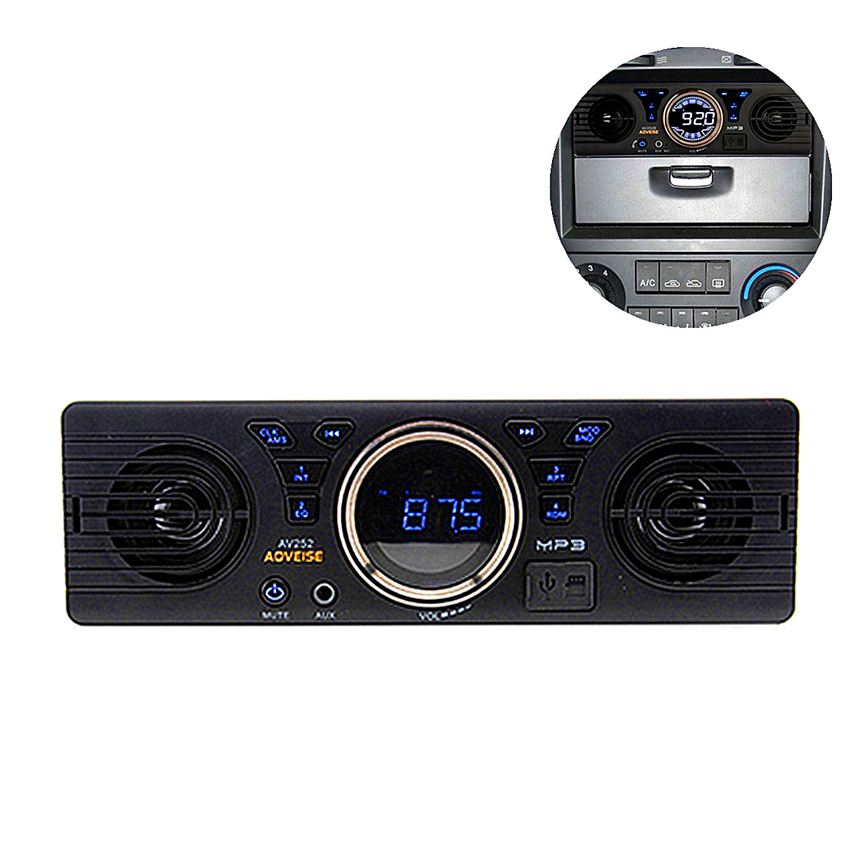 1 Din Car Stereo Radio In-Dash MP3 Player Bluetooth Built-in 2 Speaker AUX TF FM