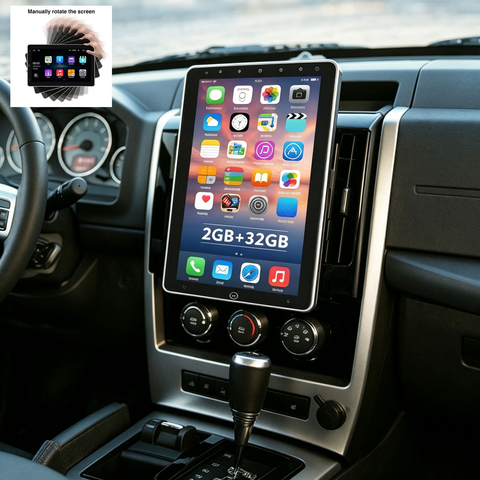 10in Double Din Car Stereo Rotatable Wireless Carplay Android 13 Audio Receiver