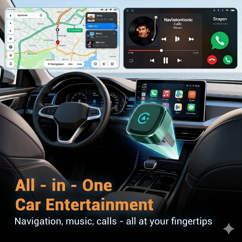 2 in 1 Wireless Android Auto Adapter Carplay Adapter USB Car Dongle Connect Box