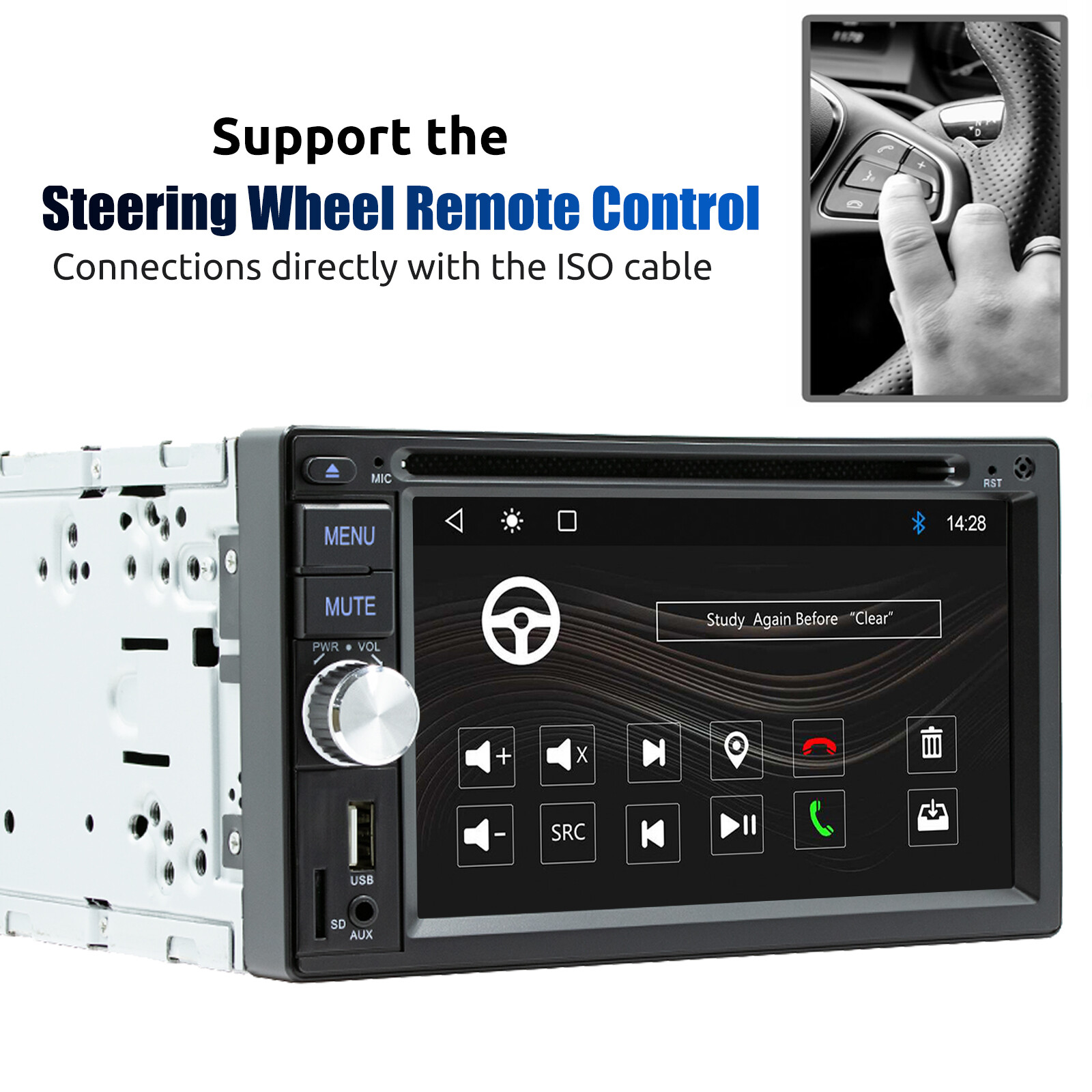 Double 2 DIN Carplay Stereo 6.2″ CD DVD Player FM AM Radio USB AUX-in TF Camera
