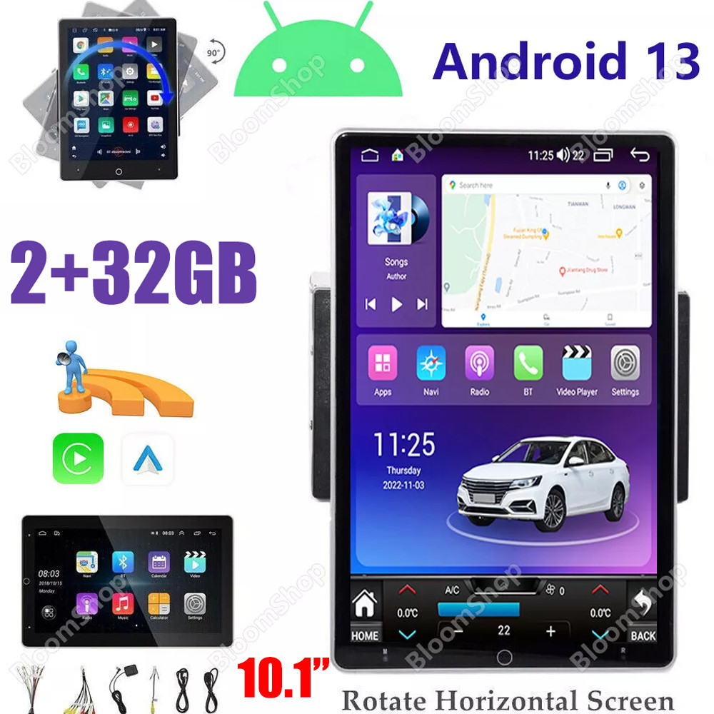 Double 2DIN Rotatable 10.1″ Android 13 Touch Screen Car Stereo Radio GPS Wifi BT