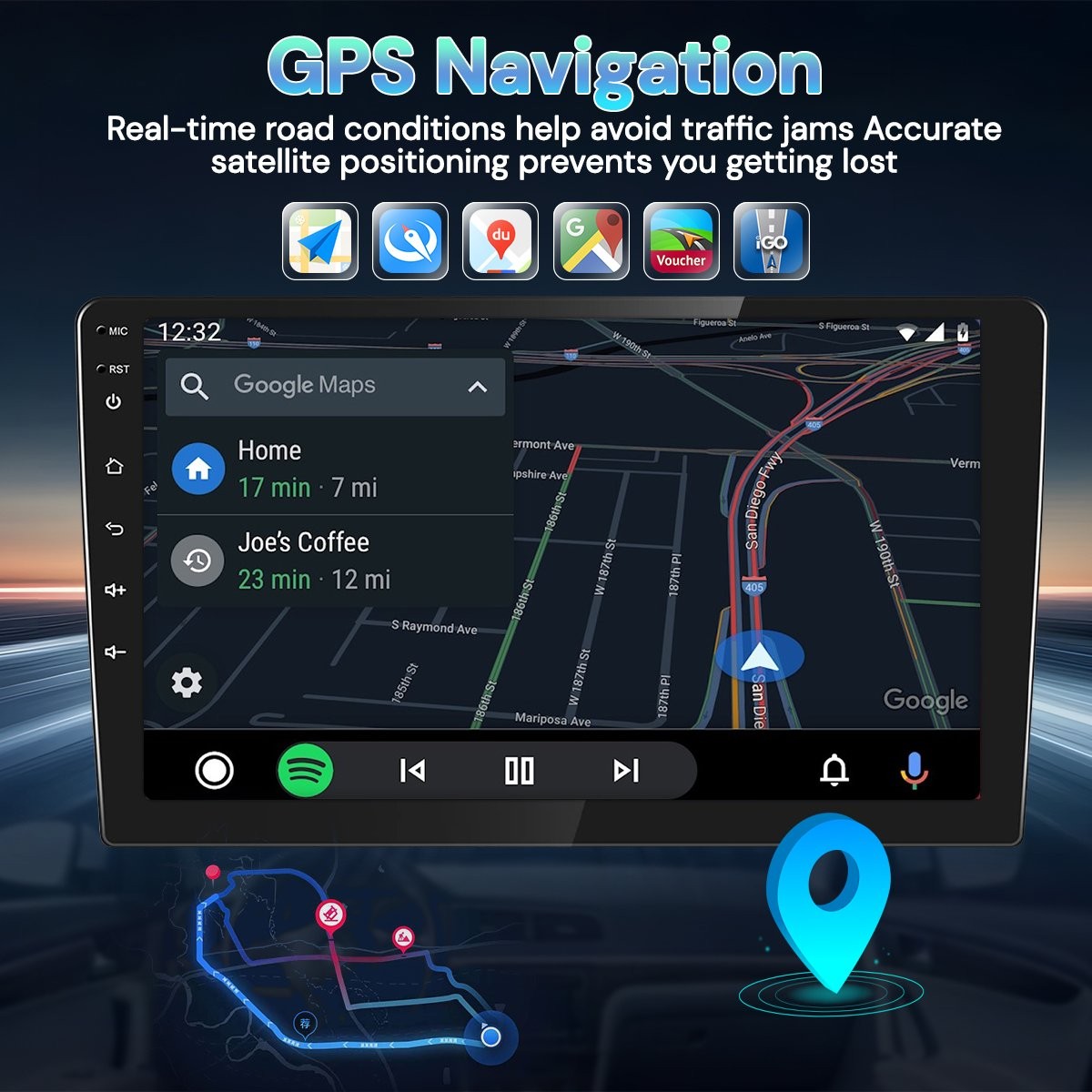 64G For Toyota Corolla 2009-2013 Carplay Android15 Car Stereo GPS FM/RDS Navi 9″