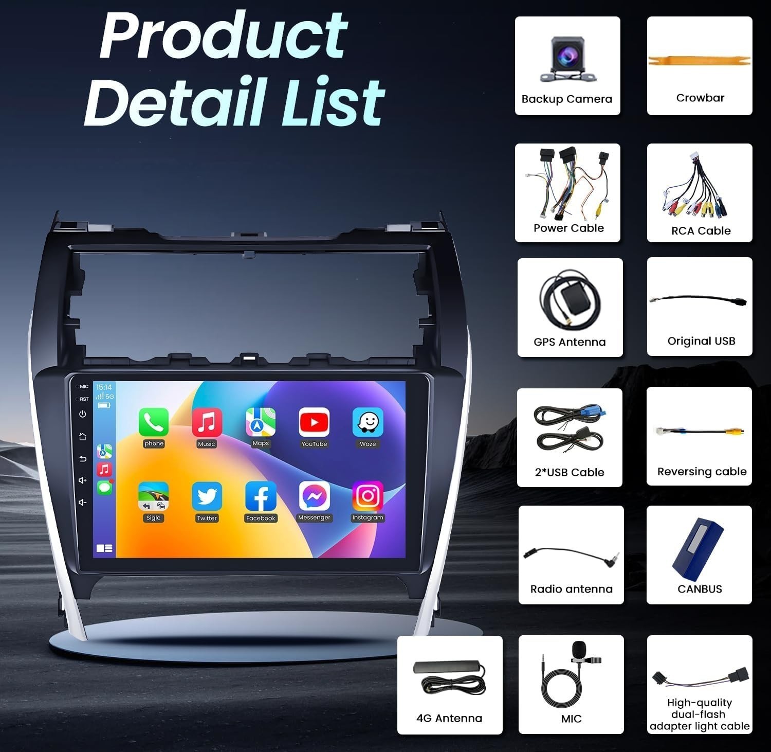 Car Radio Stereo Carplay For 2012-2014 Toyota Camry 4+64G 10in FM RDS
